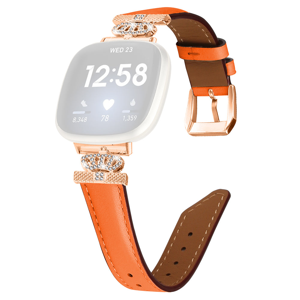 For Fitbit Versa 3 Versa 4 Sense Sense 2 Rose Gold Buckle Watch Band Crown Rhinestone Wrist Strap