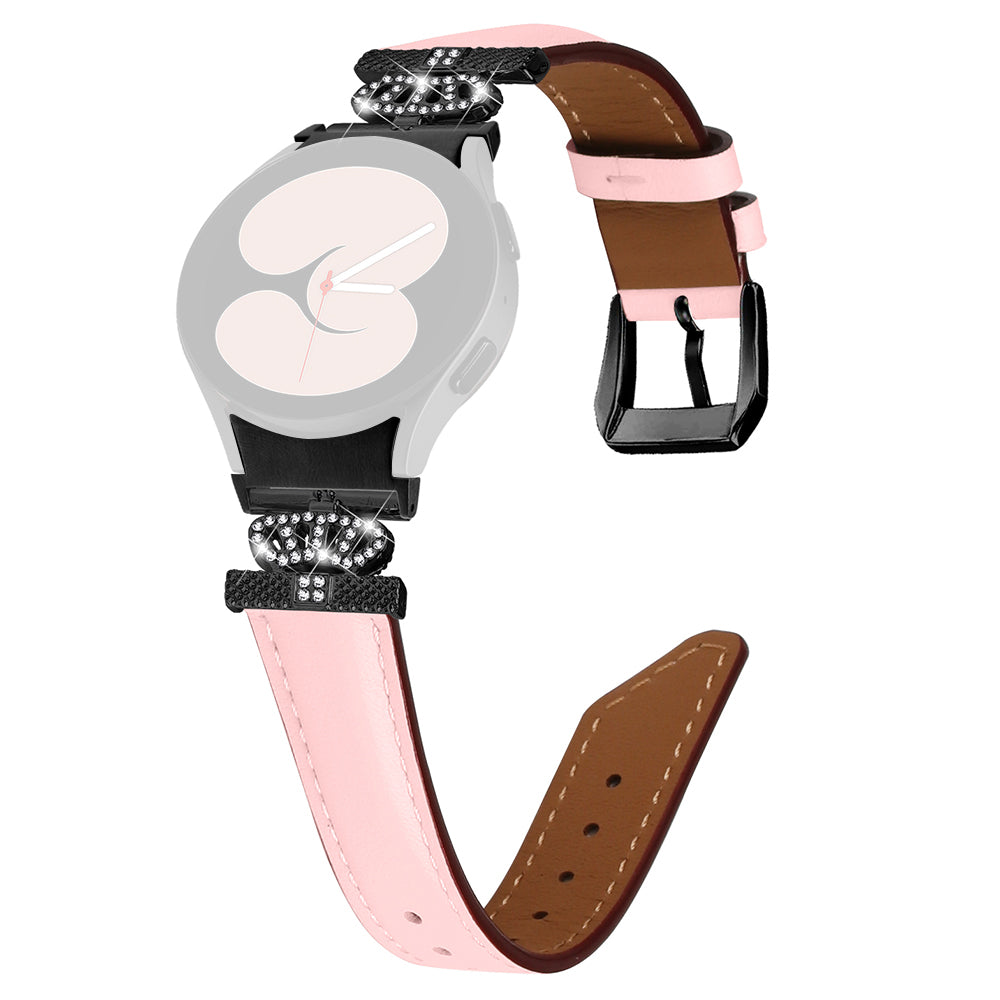 Black Buckle Band for Samsung Galaxy Watch6 40mm 44mm Watch6 Classic 43mm 47mm Rhinestone Crown Connector Watch Strap Bracelet