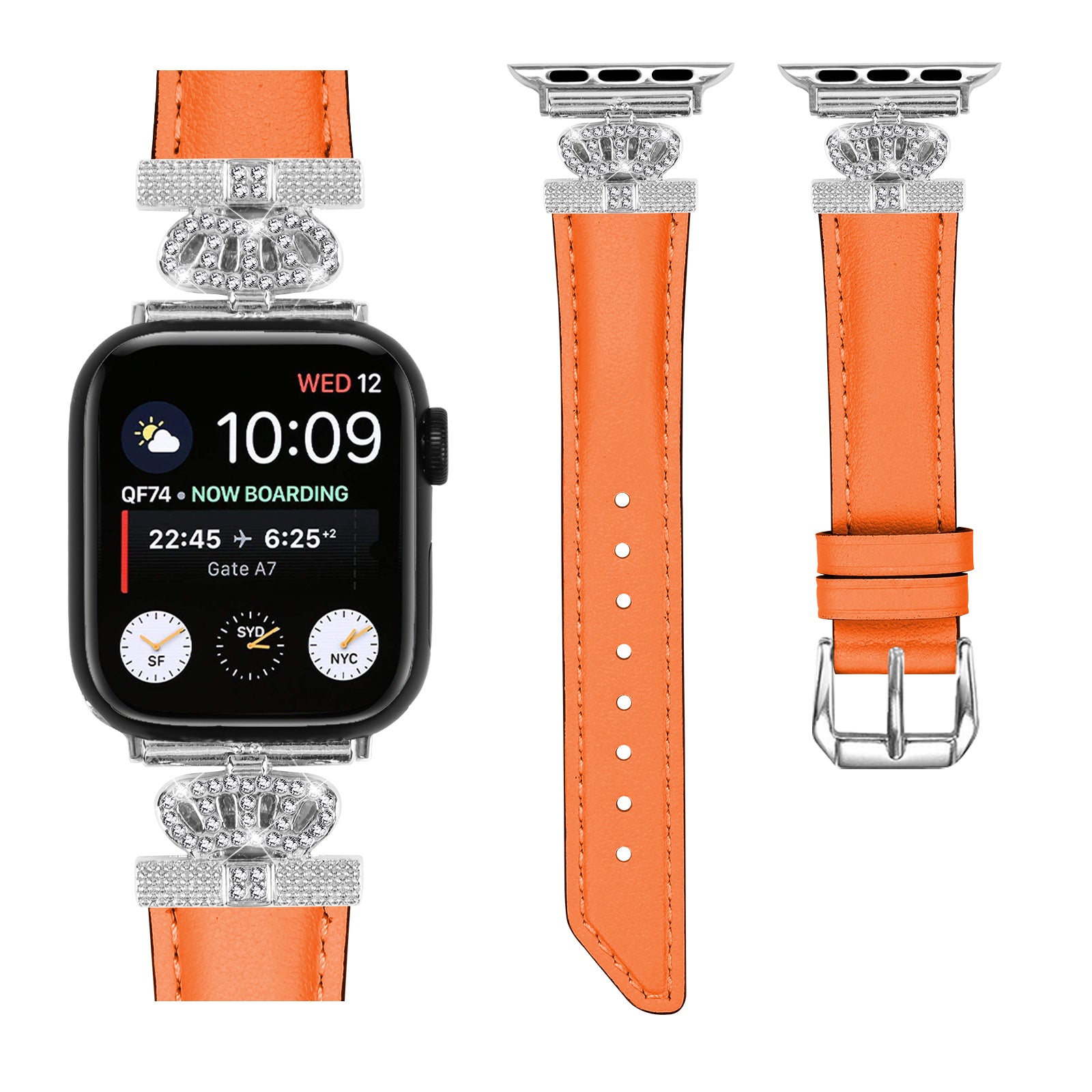 Watch Bracelet Band for Apple Watch Series 9 8 7 41mm SE (2023) SE (2022) 6 5 4 SE 40mm 3 2 1 38mm Rhinestone Strap with Silver Buckle