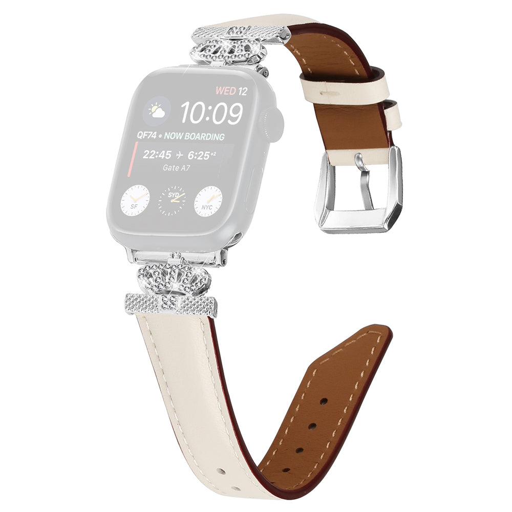 Watch Bracelet Band for Apple Watch Series 9 8 7 41mm SE (2023) SE (2022) 6 5 4 SE 40mm 3 2 1 38mm Rhinestone Strap with Silver Buckle