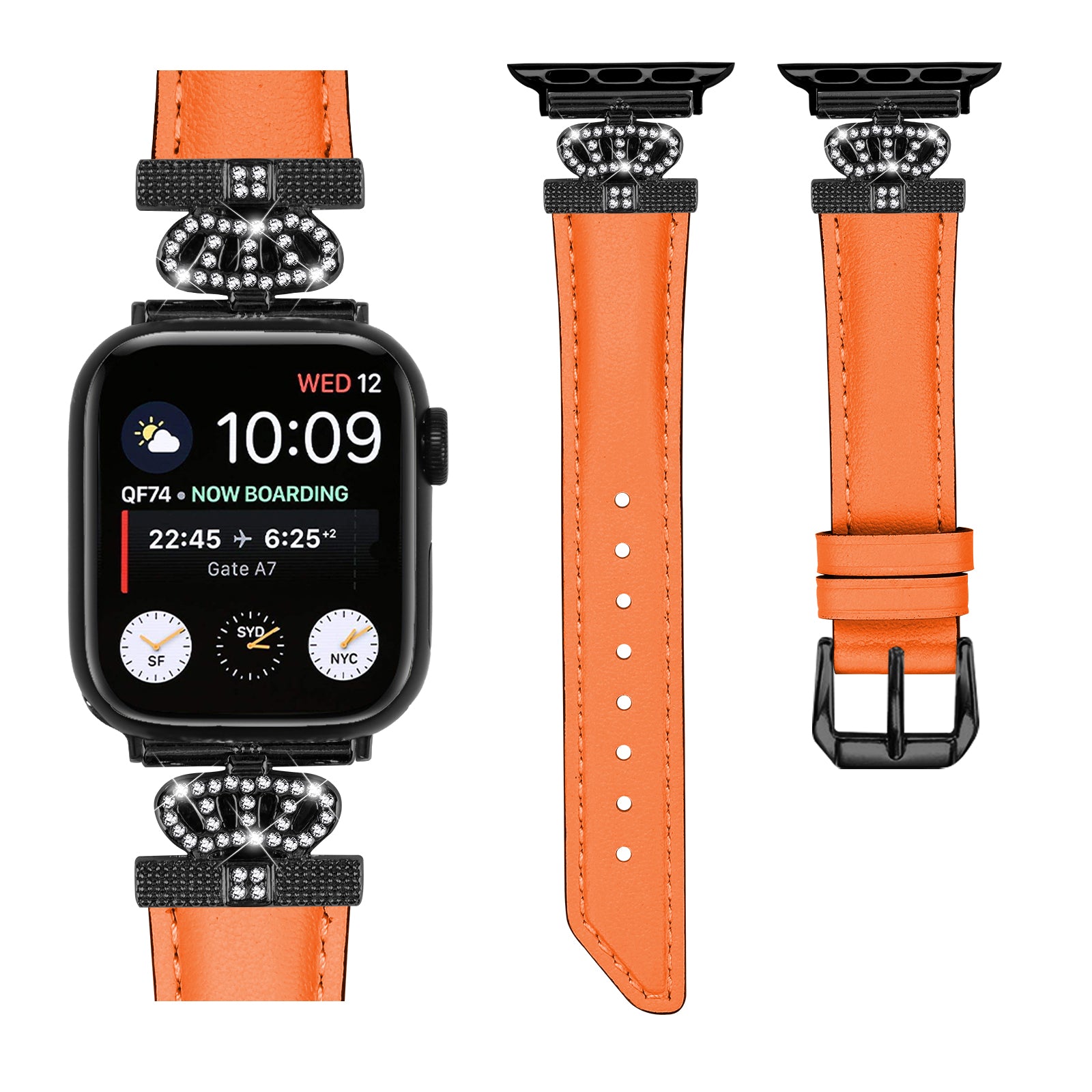 Rhinestone Band for Apple Watch Series 9 8 7 41mm SE (2023) SE (2022) 6 5 4 SE 40mm 3 2 1 38mm Black Buckle Watch Strap