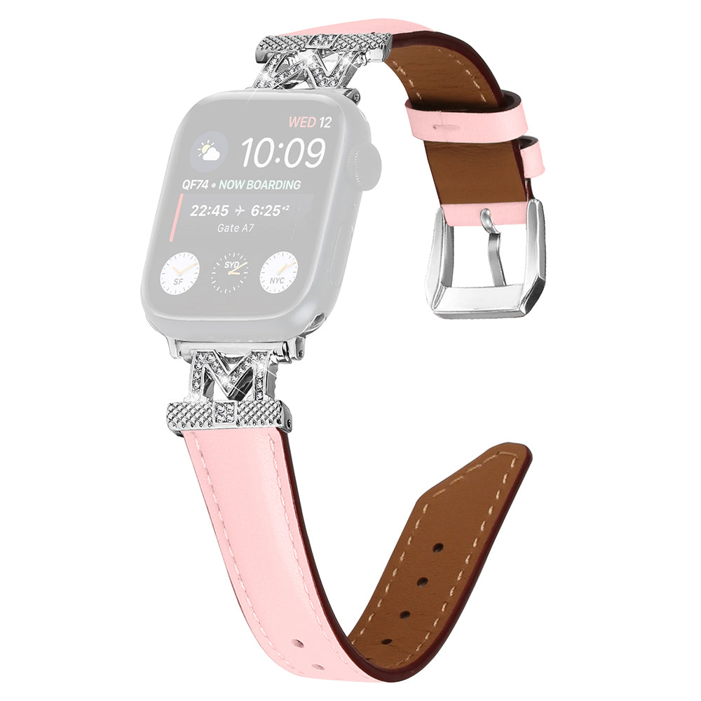 For Apple Watch Series 9 8 7 41mm SE SE (2023) SE (2022) 6 5 4 40mm 3 2 1 38mm Silver Buckle Watch Band