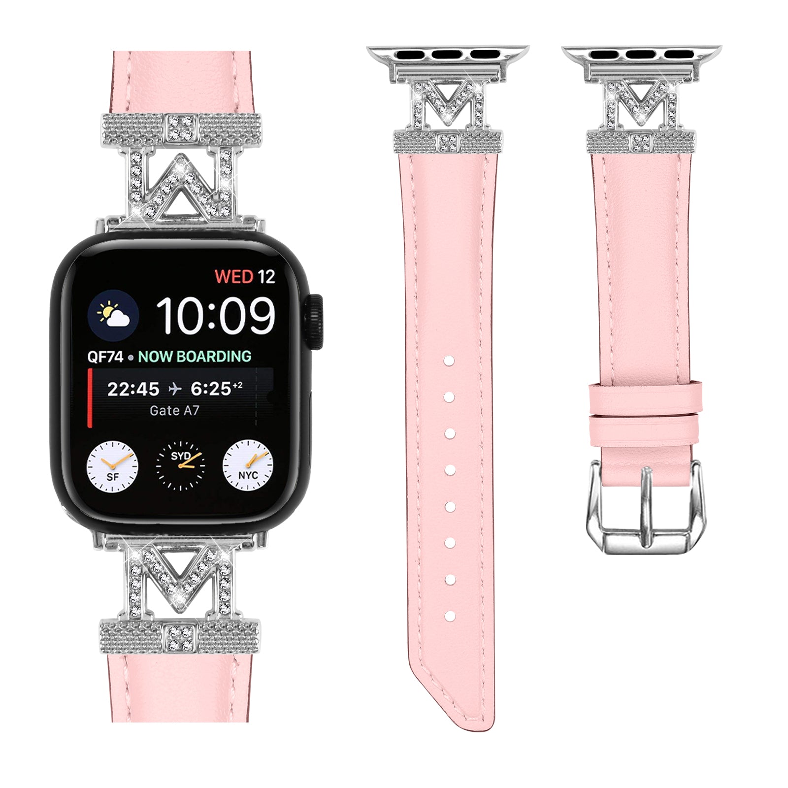 For Apple Watch Series 9 8 7 41mm SE SE (2023) SE (2022) 6 5 4 40mm 3 2 1 38mm Silver Buckle Watch Band