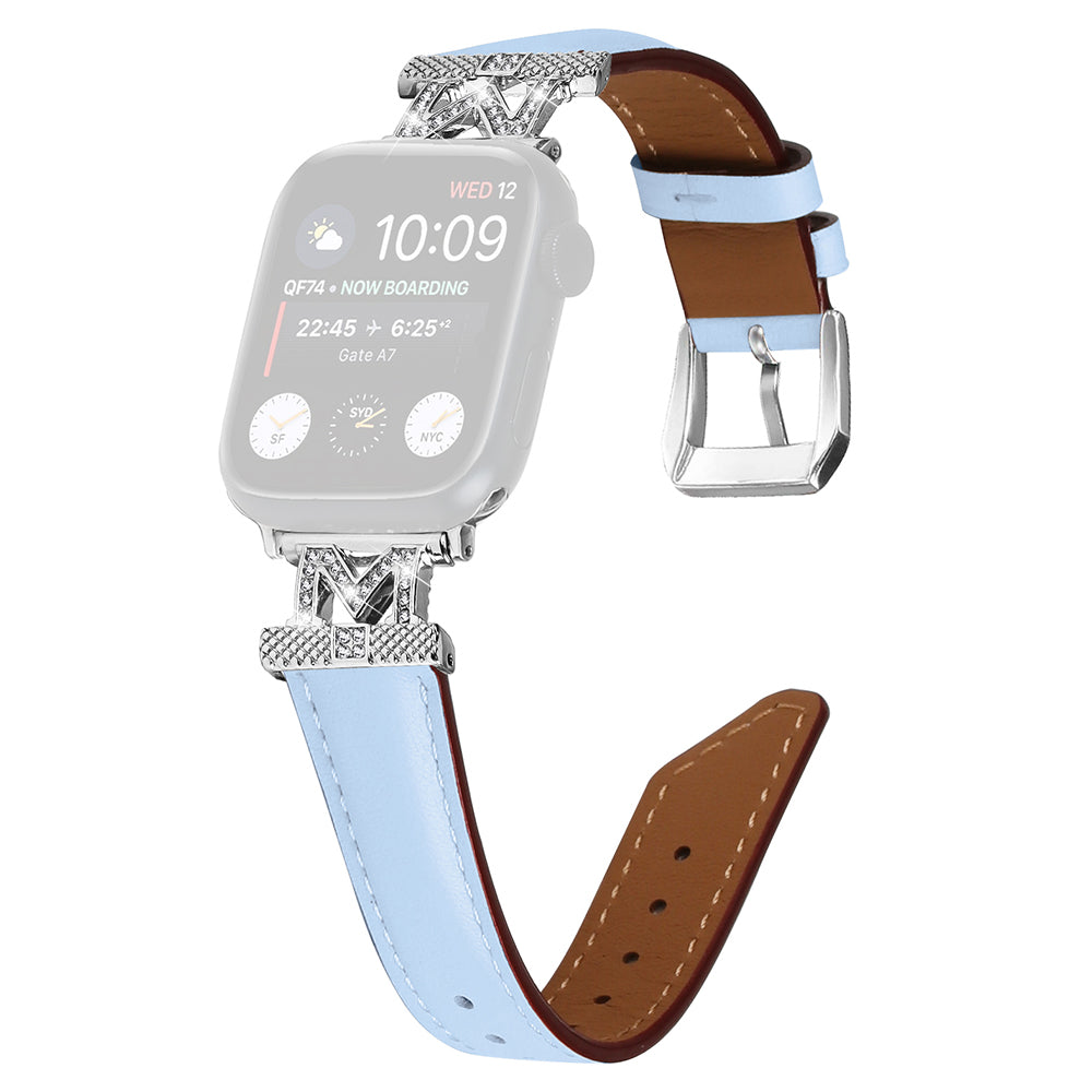 For Apple Watch Series 9 8 7 41mm SE SE (2023) SE (2022) 6 5 4 40mm 3 2 1 38mm Silver Buckle Watch Band