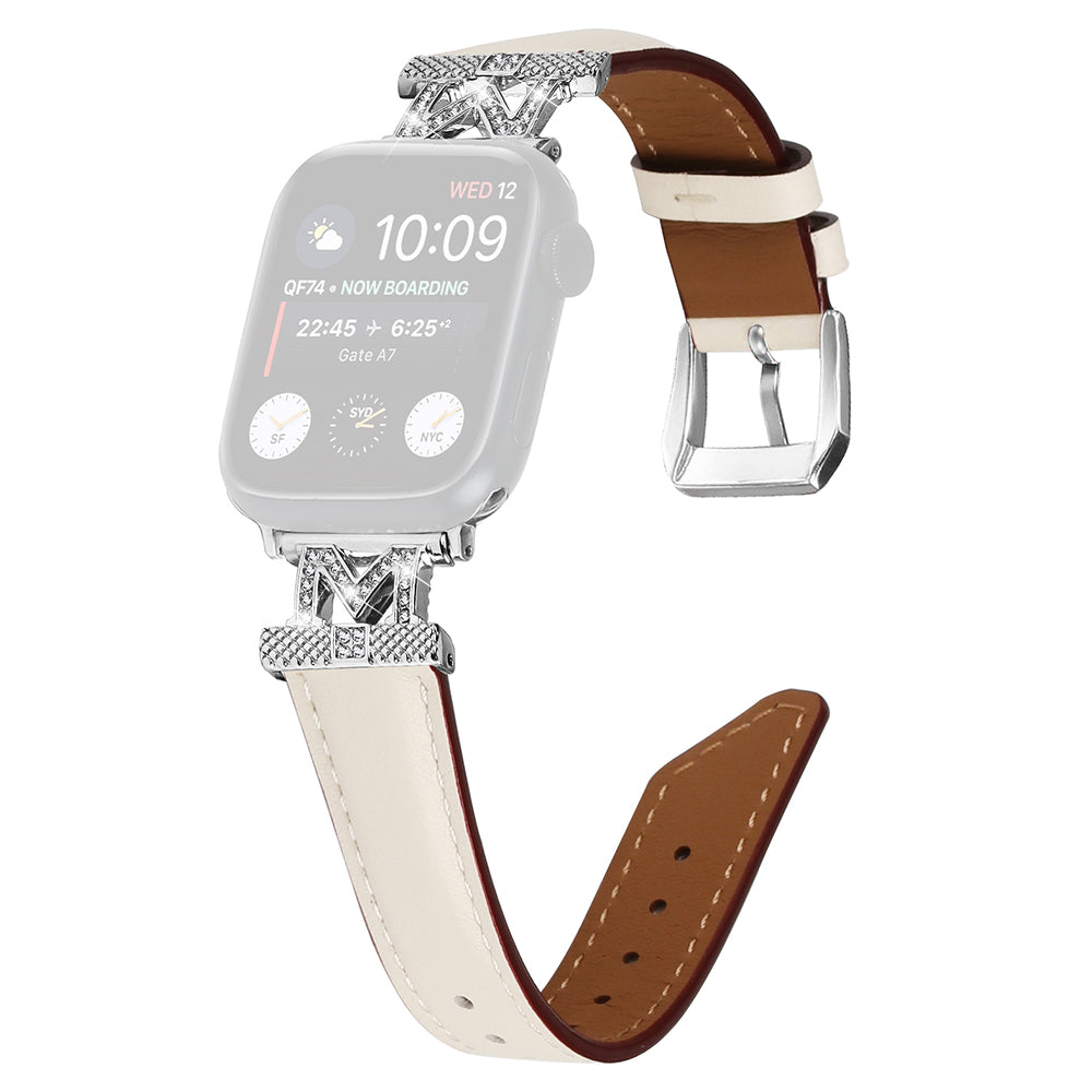 For Apple Watch Series 9 8 7 41mm SE SE (2023) SE (2022) 6 5 4 40mm 3 2 1 38mm Silver Buckle Watch Band
