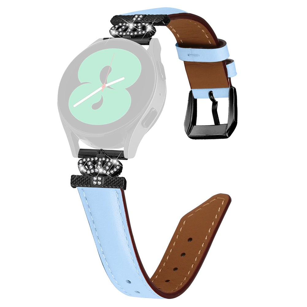 Crown Rhinestone Band for Samsung Galaxy Watch3 41mm 45mm Watch 5 40mm 44mm Slim 20mm Watch Strap with Black Buckle