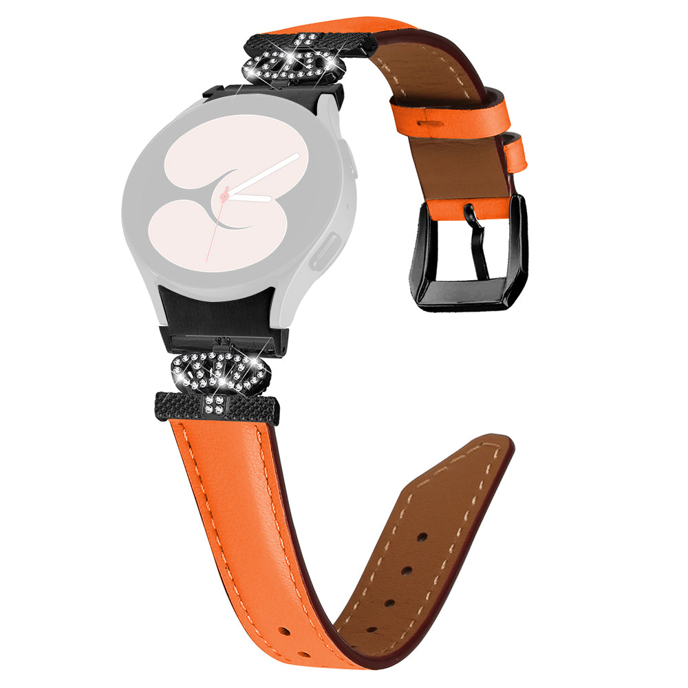 Black Buckle Watch Band for Samsung Galaxy Watch 5 Watch4 44mm 40mm Crown-shape Connector Rhinestone Strap