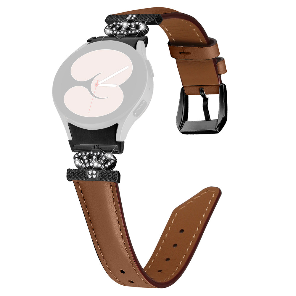 Black Buckle Watch Band for Samsung Galaxy Watch 5 Watch4 44mm 40mm Crown-shape Connector Rhinestone Strap