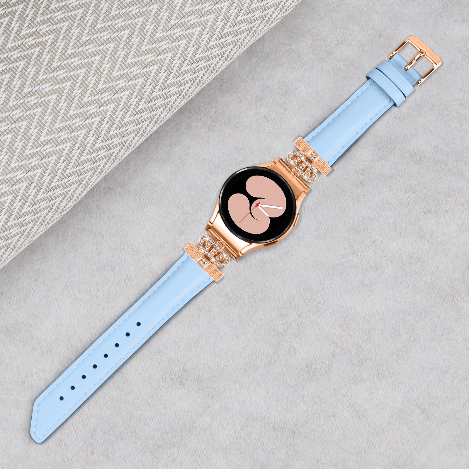 Crown Rhinestone Watch Band for Samsung Galaxy Watch 5 Watch4 44mm 40mm Bracelet Strap with Rose Gold Buckle