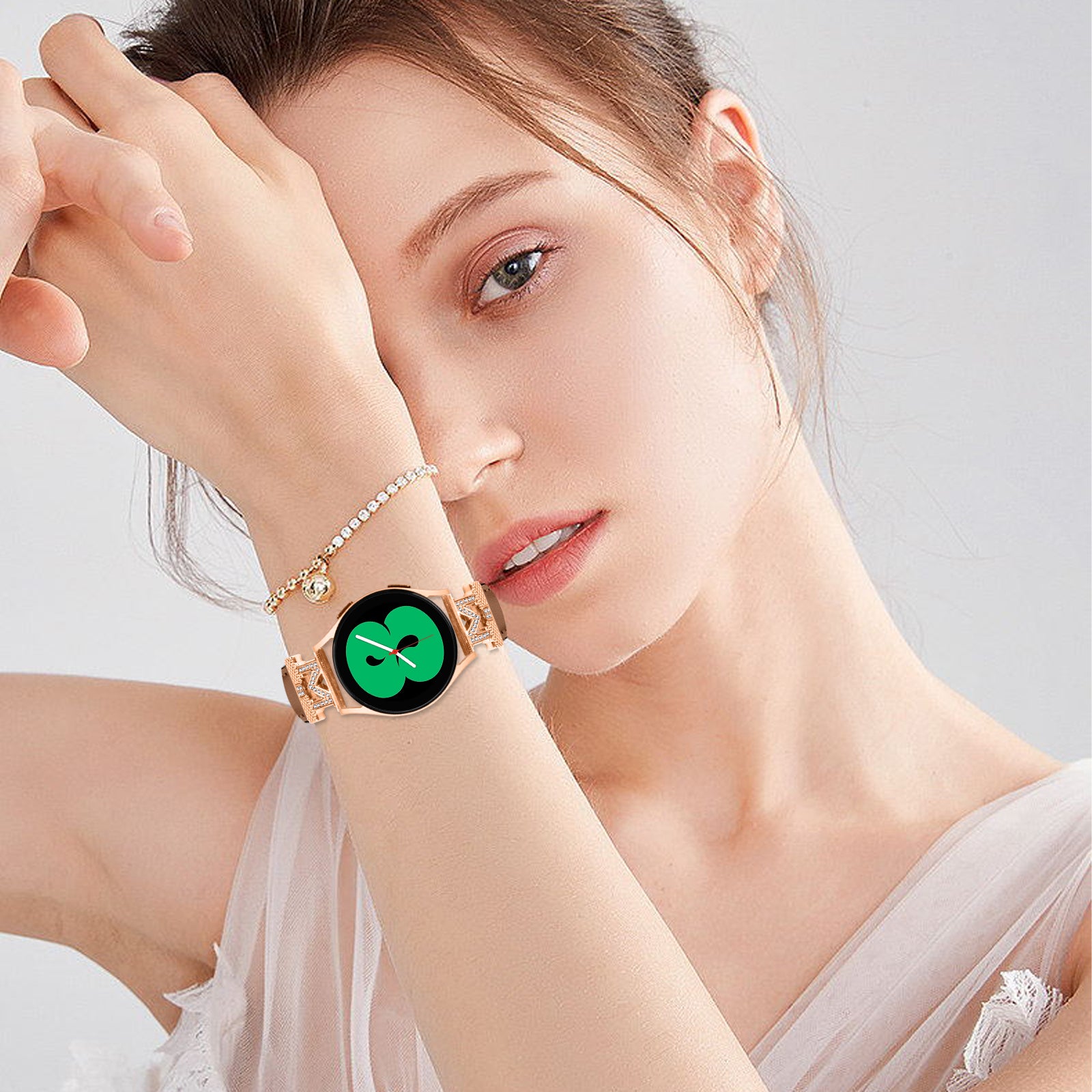 For Huami Amazfit Cheetah Pro Replacement Strap with Rose Gold Buckle 20mm M-Shape Connector Watch Band