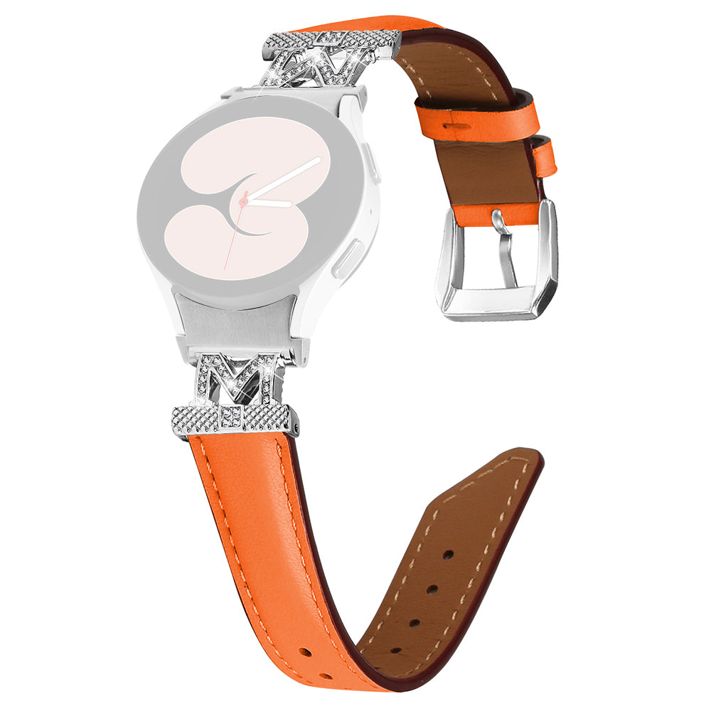 Watch Band for Samsung Galaxy Watch 5 Watch4 44mm 40mm Rhinestone M-shape Connector Bracelet Strap with Silver Buckle