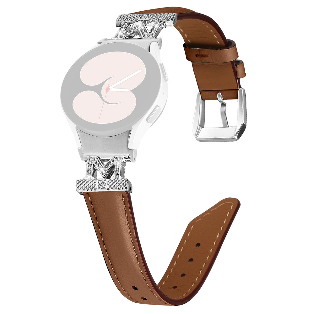 Watch Band for Samsung Galaxy Watch 5 Watch4 44mm 40mm Rhinestone M-shape Connector Bracelet Strap with Silver Buckle