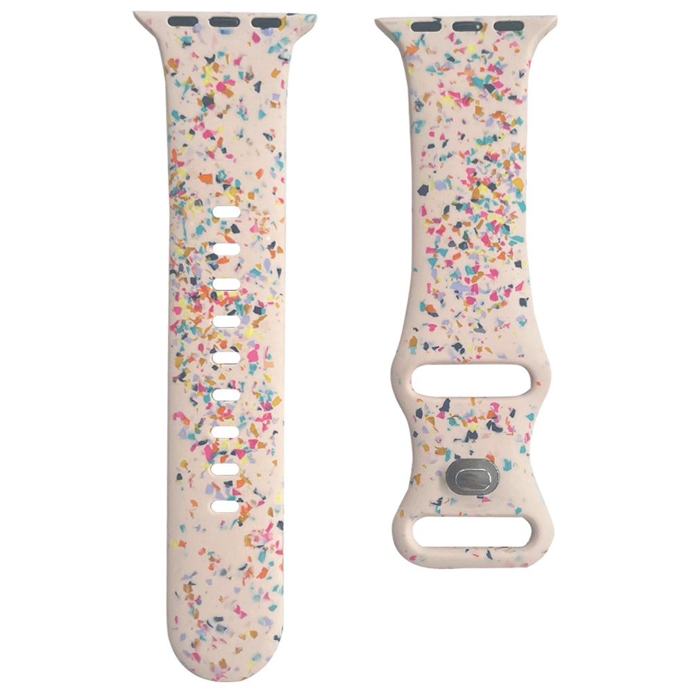 Silicone Watch Band for Apple Watch Series 9 8 7 41mm SE (2023) SE (2022) 6 5 4 SE 40mm 3 2 1 38mm 8-shaped Buckle Pattern Strap