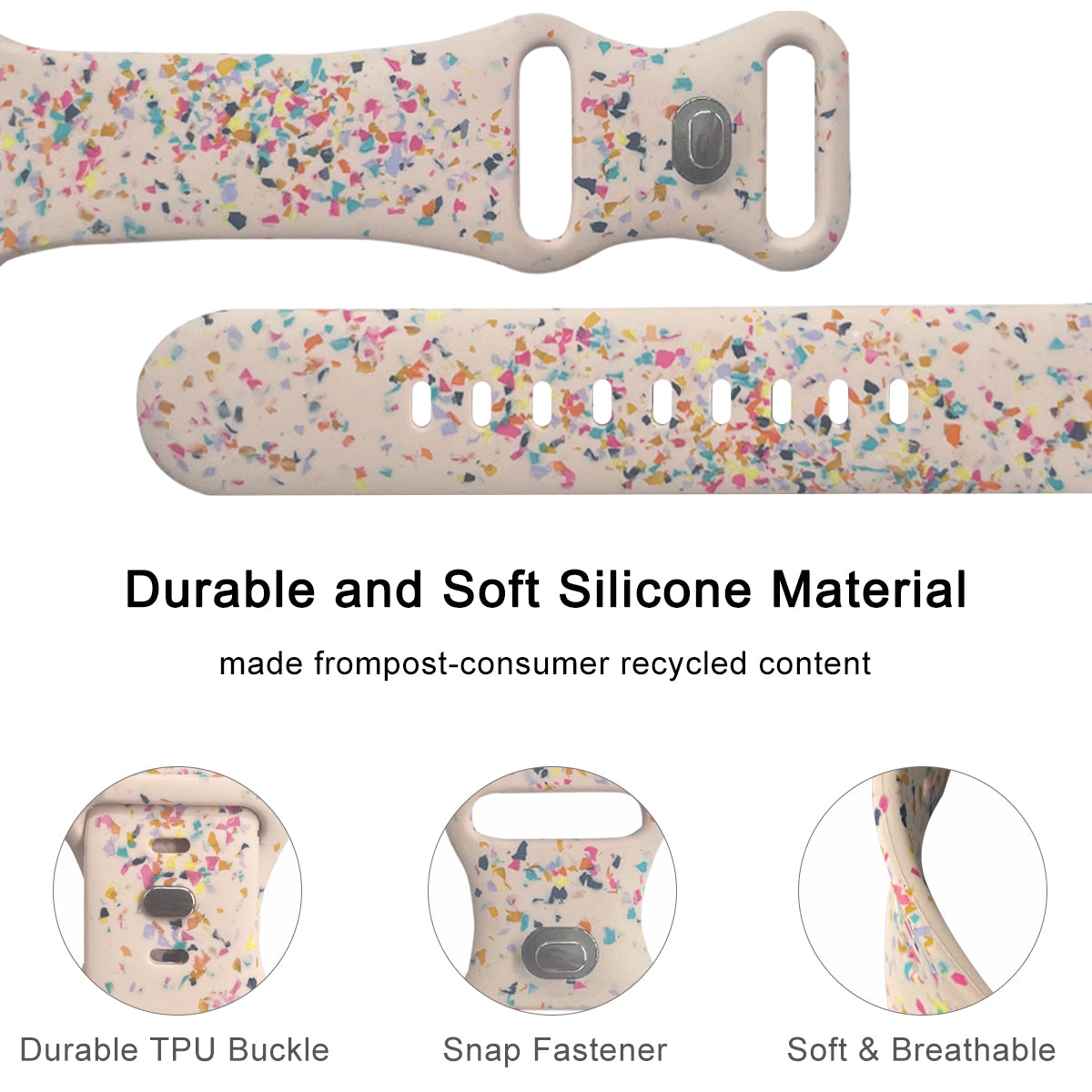 Silicone Watch Band for Apple Watch Series 9 8 7 41mm SE (2023) SE (2022) 6 5 4 SE 40mm 3 2 1 38mm 8-shaped Buckle Pattern Strap