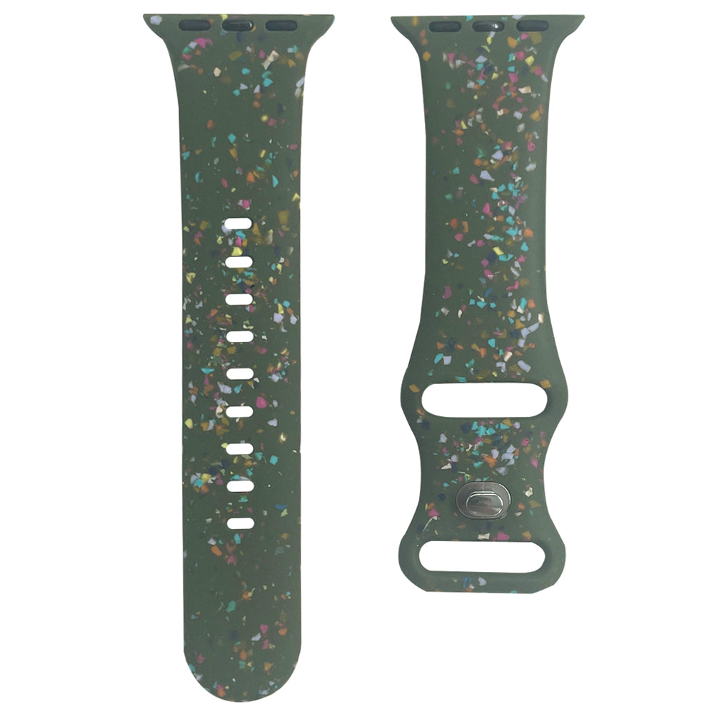 Silicone Watch Band for Apple Watch Series 9 8 7 41mm SE (2023) SE (2022) 6 5 4 SE 40mm 3 2 1 38mm 8-shaped Buckle Pattern Strap