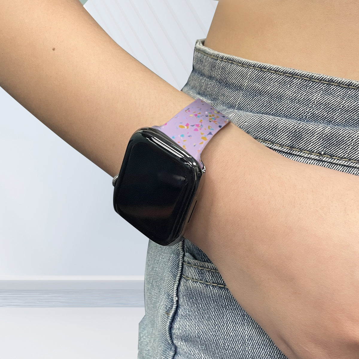 Silicone Watch Band for Apple Watch Series 9 8 7 41mm SE (2023) SE (2022) 6 5 4 SE 40mm 3 2 1 38mm 8-shaped Buckle Pattern Strap