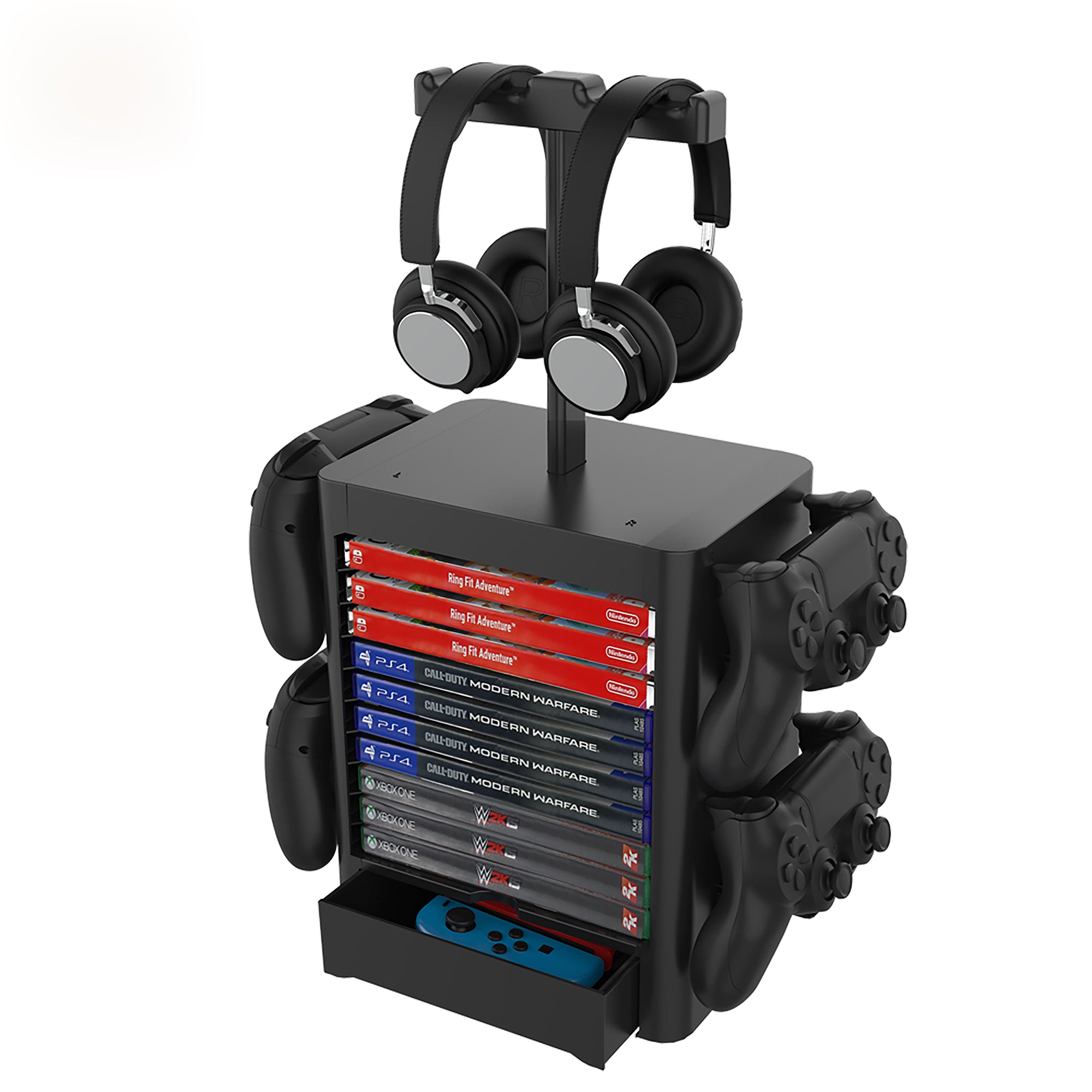 JYS-NS199 Game Accessories Game Disk Storage Rack Controller Organizer with Headphone Stand