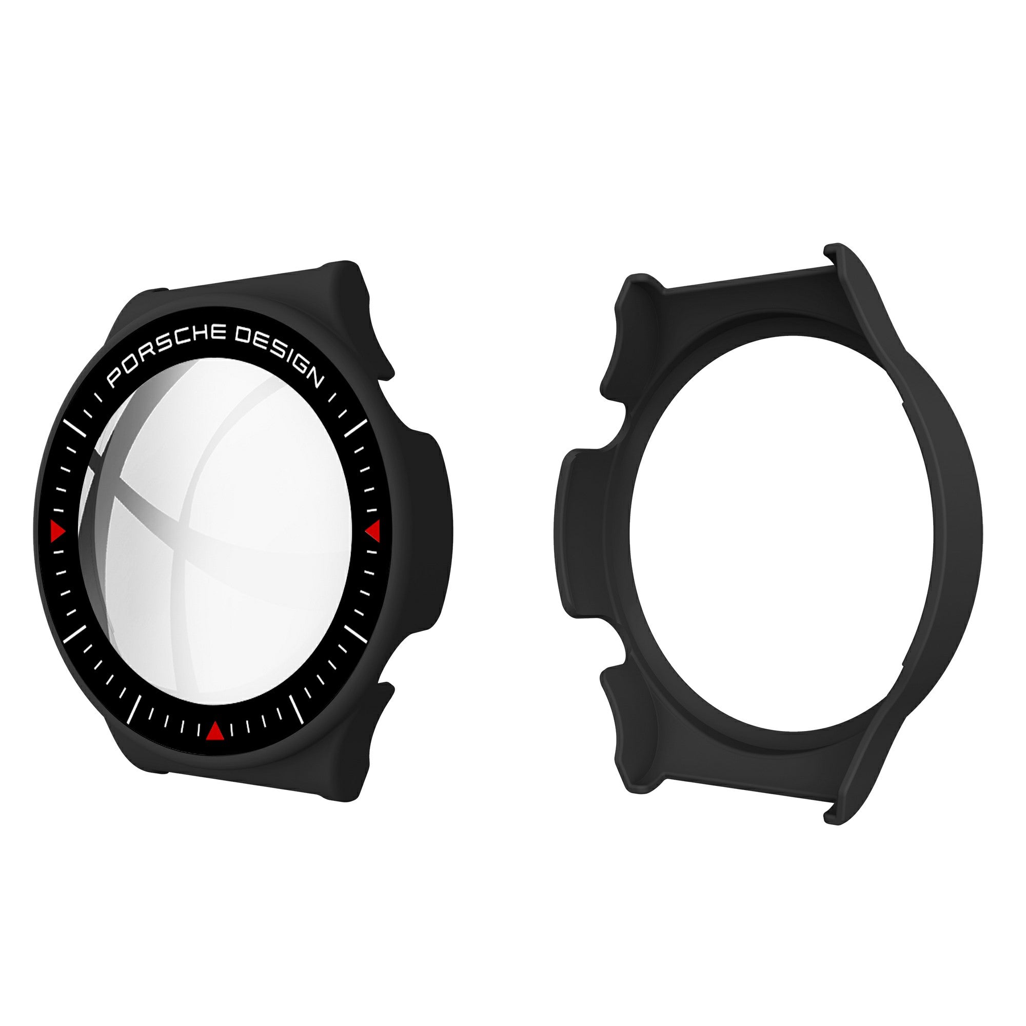 Rubberized PC Frame Intergrated Tempered Glass Screen Protector Smart Watch Cover for Huawei Watch GT 2 Pro (Porsche Design)