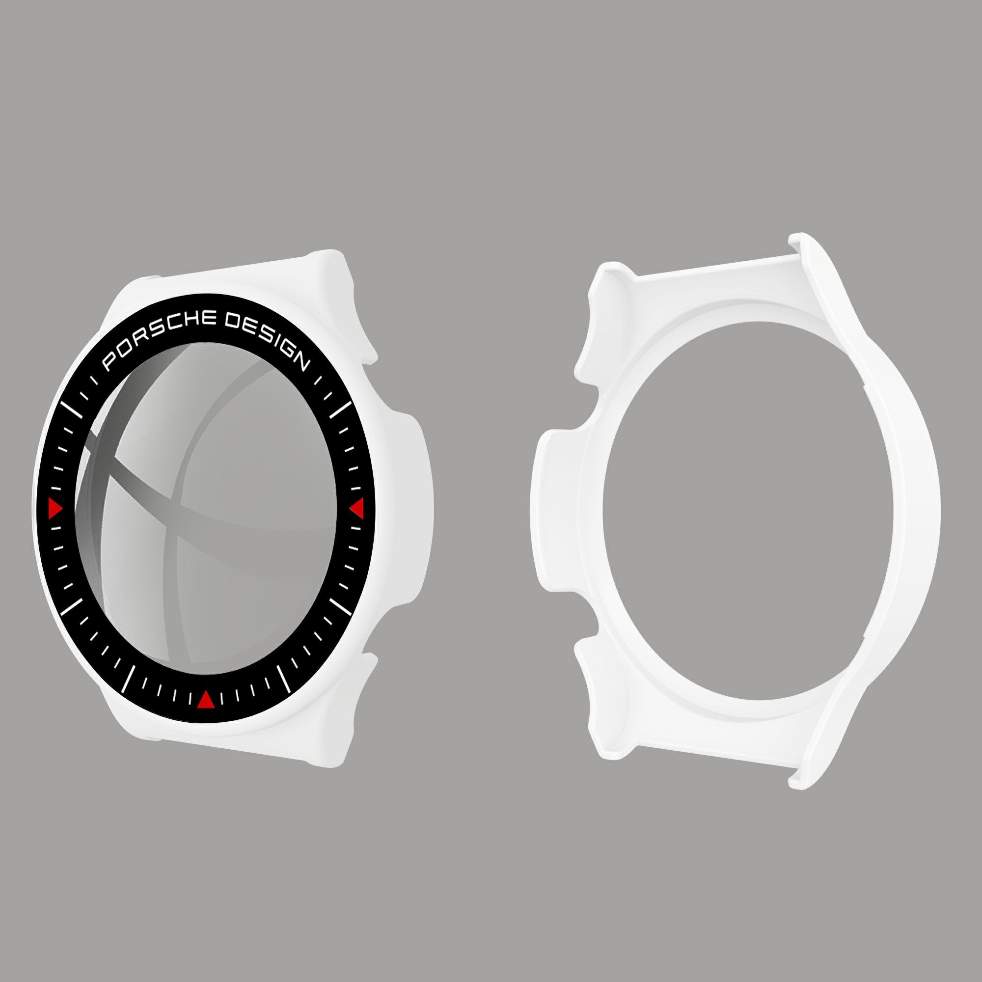 Rubberized PC Frame Intergrated Tempered Glass Screen Protector Smart Watch Cover for Huawei Watch GT 2 Pro (Porsche Design)