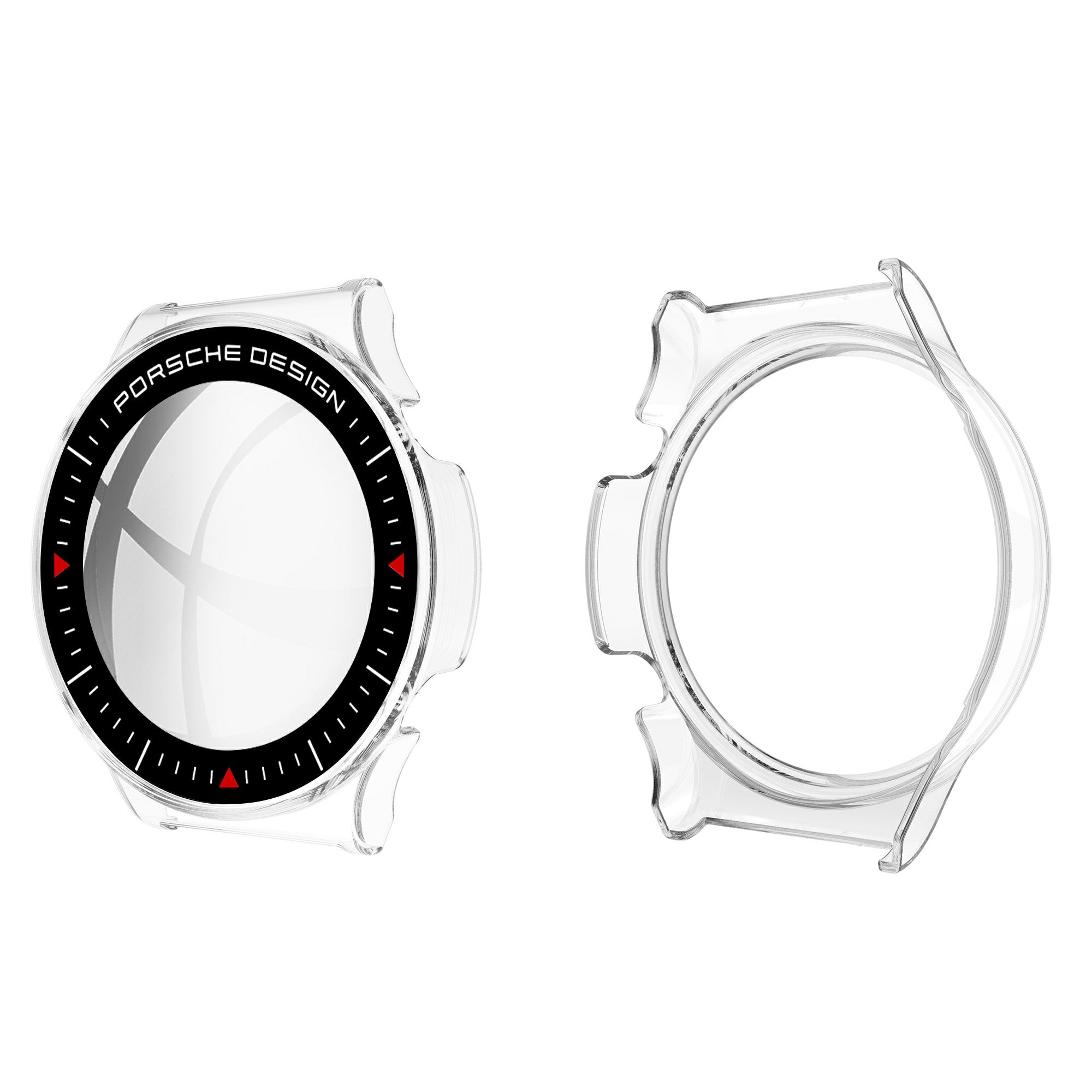 Rubberized PC Frame Intergrated Tempered Glass Screen Protector Smart Watch Cover for Huawei Watch GT 2 Pro (Porsche Design)