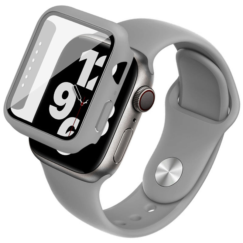 IMAK for Apple Series 6 5 4 Watch SE (2022) Watch SE 40mm Soft Silicone Watch Band + Hard PC Full Protective Cover with Tempered Glass Screen Film