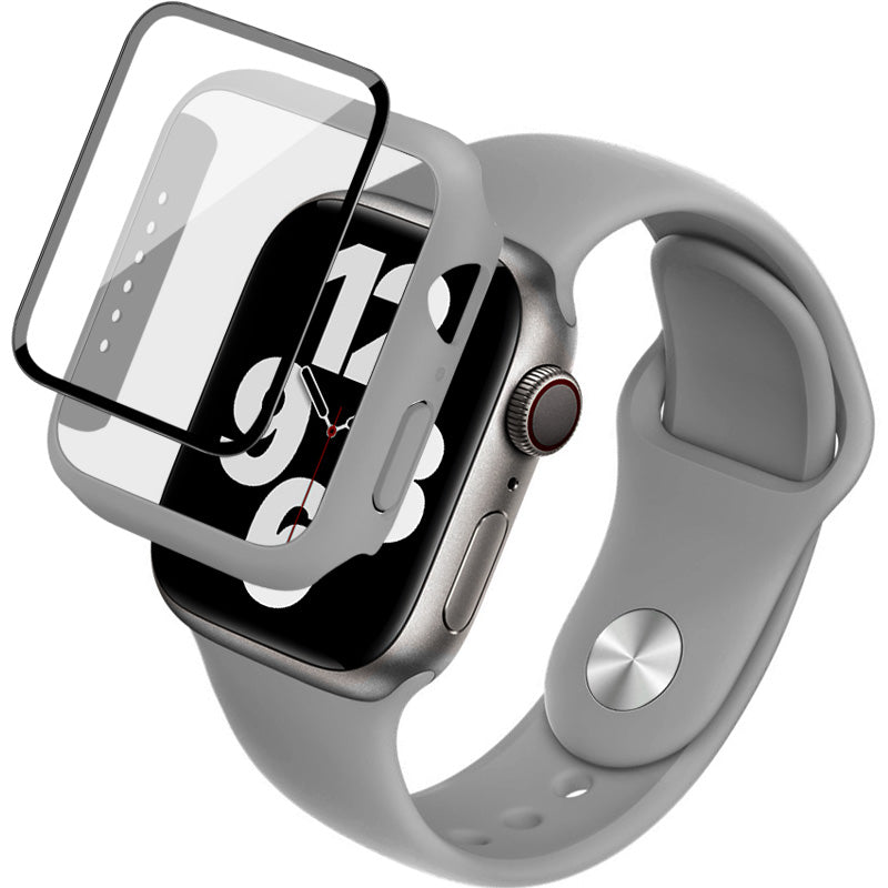 IMAK for Apple Series 6 5 4 Watch SE (2022) Watch SE 40mm Soft Silicone Watch Band + Hard PC Full Protective Cover with Tempered Glass Screen Film