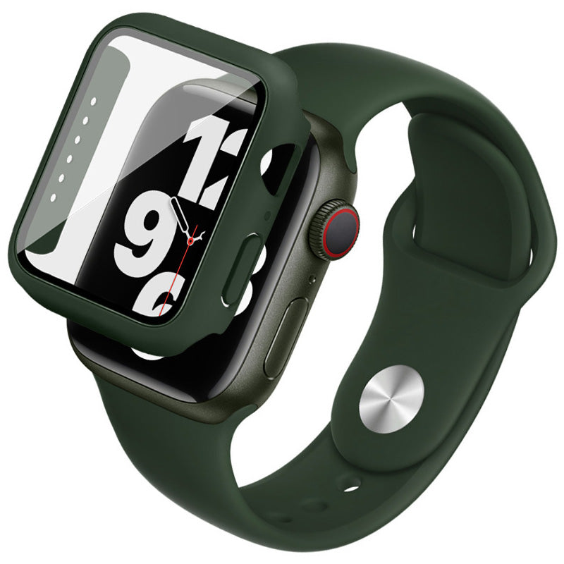 IMAK for Apple Series 6 5 4 Watch SE (2022) Watch SE 40mm Soft Silicone Watch Band + Hard PC Full Protective Cover with Tempered Glass Screen Film