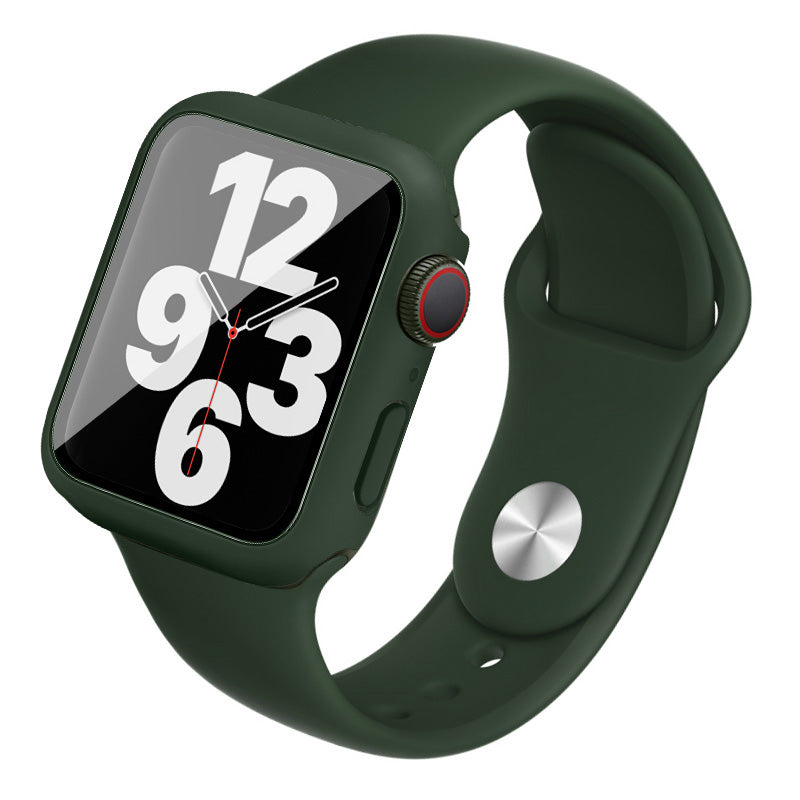 IMAK for Apple Series 6 5 4 Watch SE (2022) Watch SE 40mm Soft Silicone Watch Band + Hard PC Full Protective Cover with Tempered Glass Screen Film
