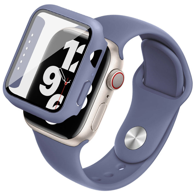 IMAK for Apple Series 6 5 4 Watch SE (2022) Watch SE 40mm Soft Silicone Watch Band + Hard PC Full Protective Cover with Tempered Glass Screen Film