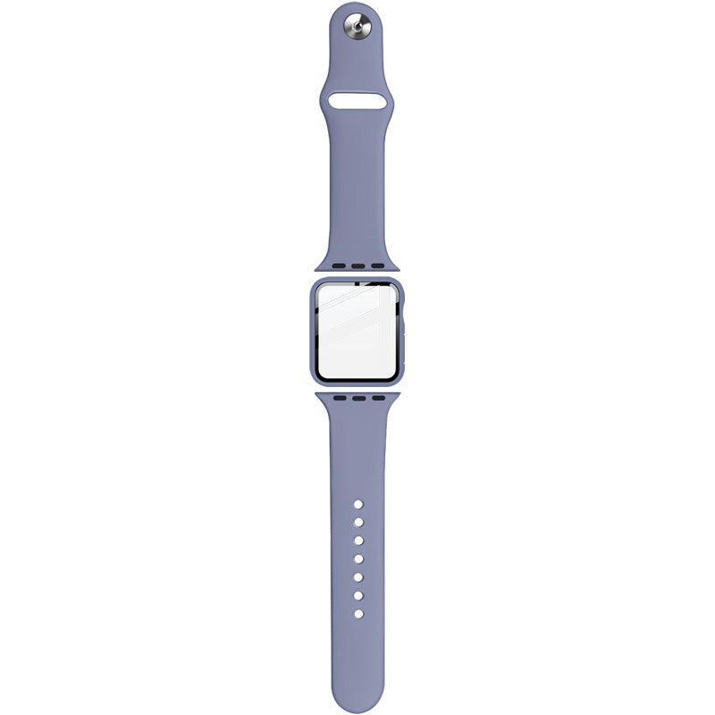 IMAK for Apple Series 6 5 4 Watch SE (2022) Watch SE 40mm Soft Silicone Watch Band + Hard PC Full Protective Cover with Tempered Glass Screen Film