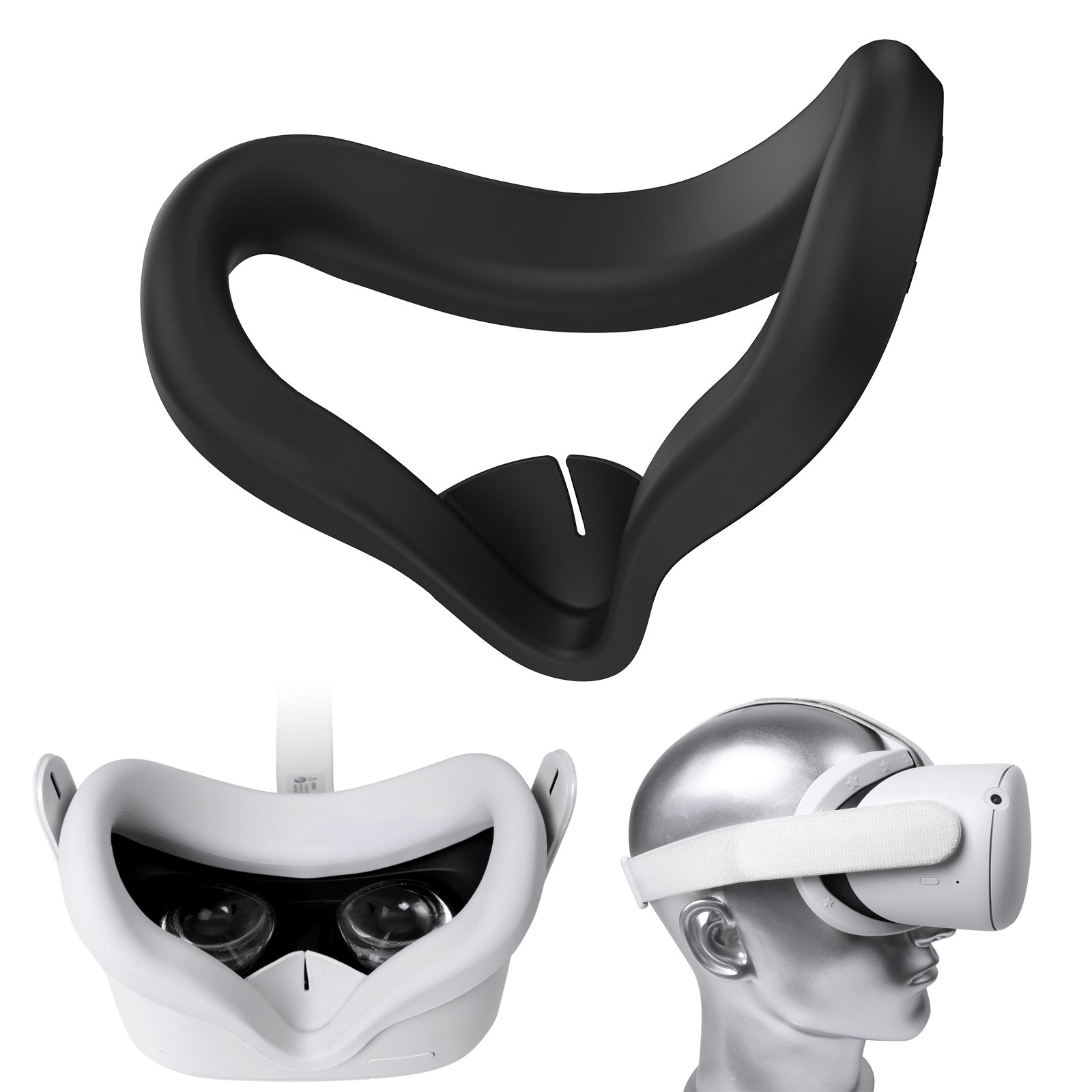 HIFYLUX Q2-PF10 Silicone Eye Mask Anti-sweat Shading Protective Cover for Oculus Quest 2 VR Glasses - Black