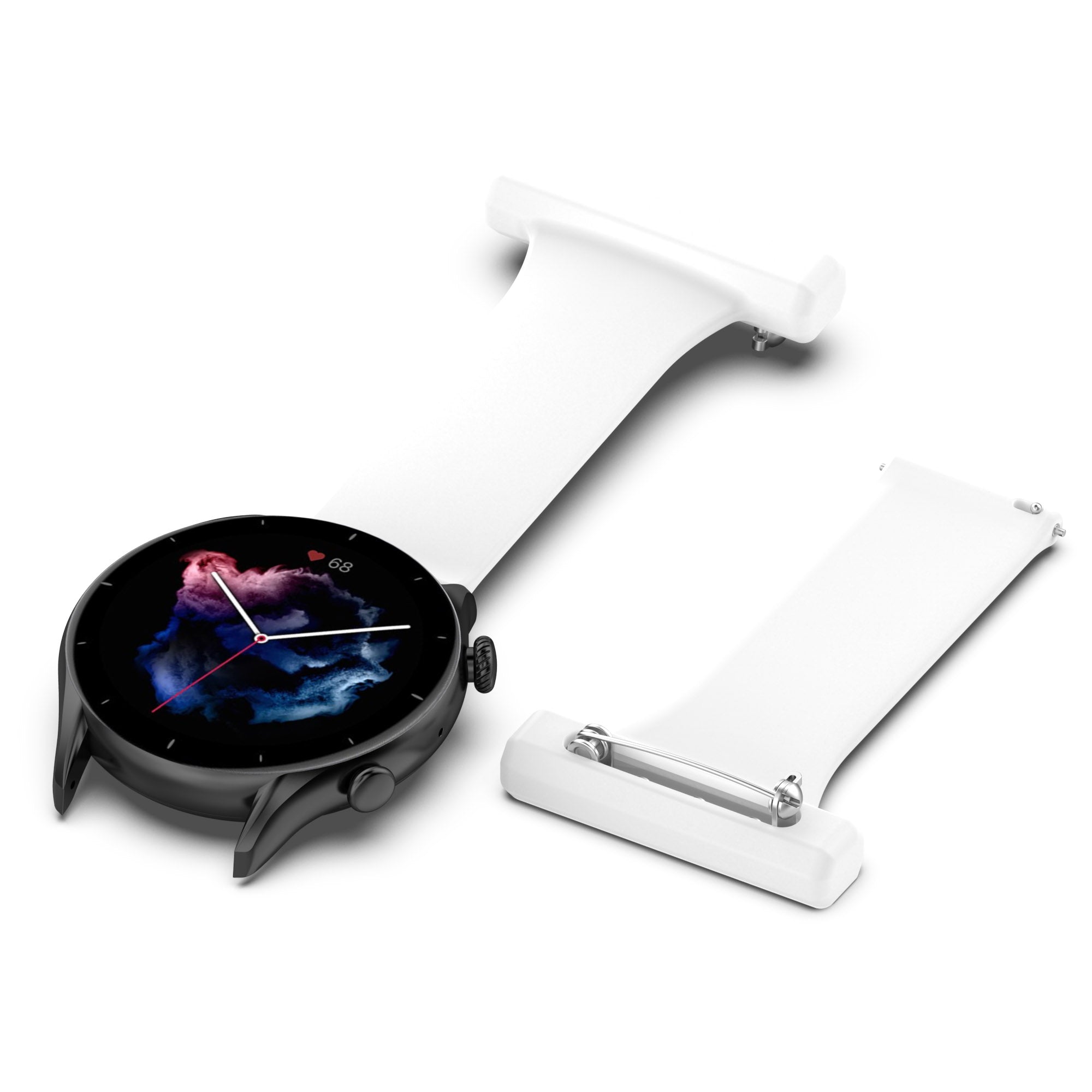 For Huawei Watch GT Runner Samsung Galaxy Watch3 45mm Pin Style 22mm Doctor Nurse Watch Silicone Strap Hanging Buckle