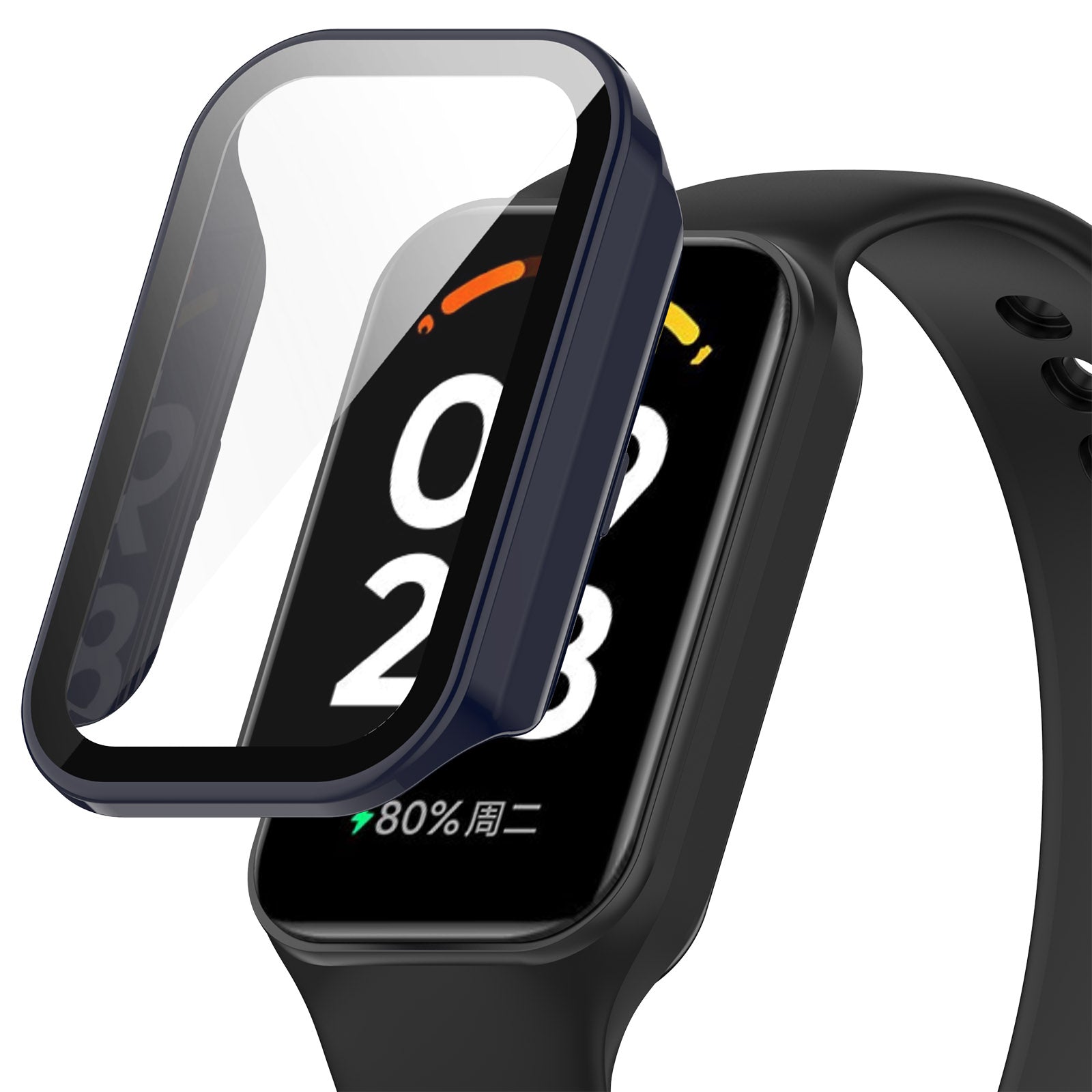 Watch Case for Xiaomi Redmi Band 2 Hard PC Full Protection Cover with Tempered Glass Screen Protector