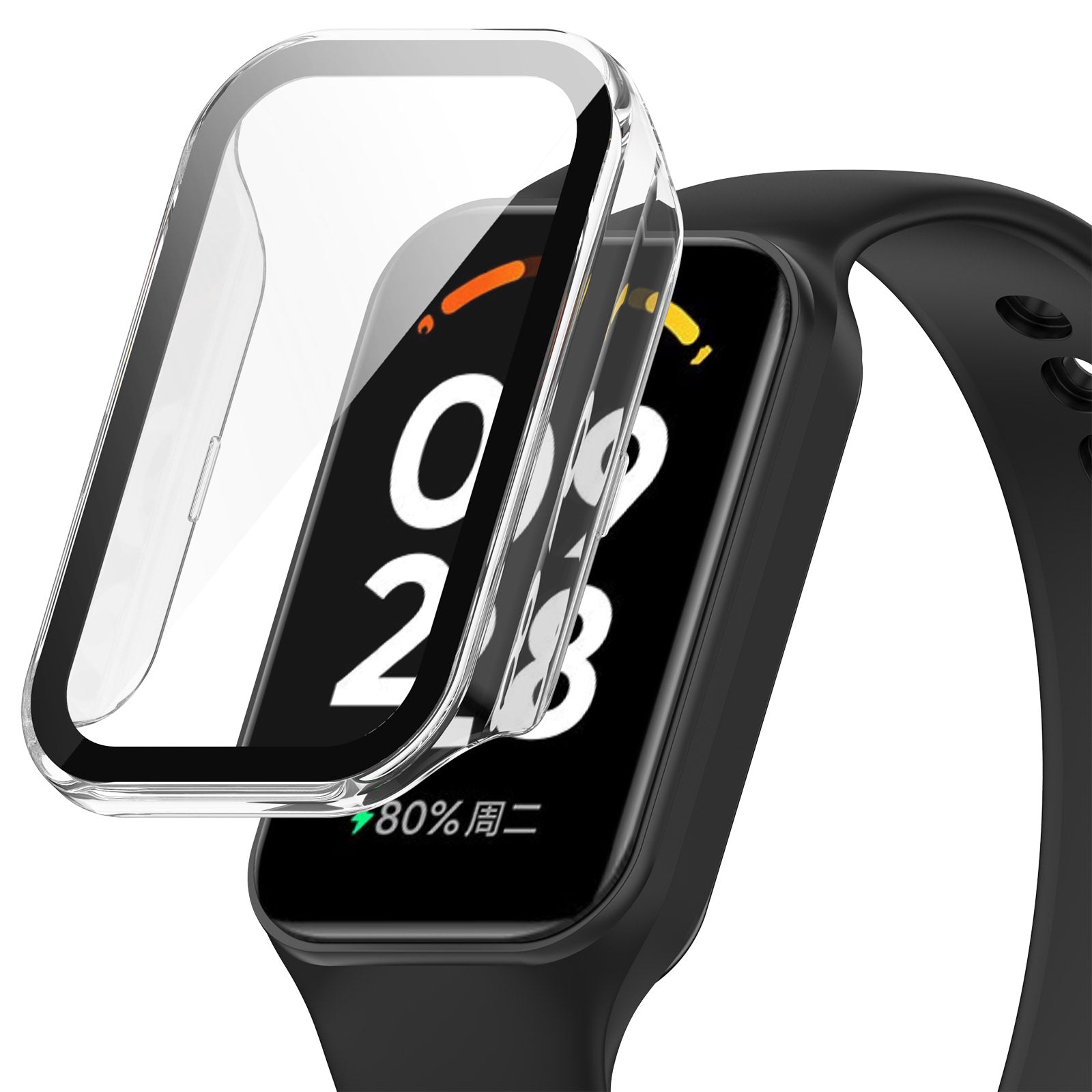 Watch Case for Xiaomi Redmi Band 2 Hard PC Full Protection Cover with Tempered Glass Screen Protector