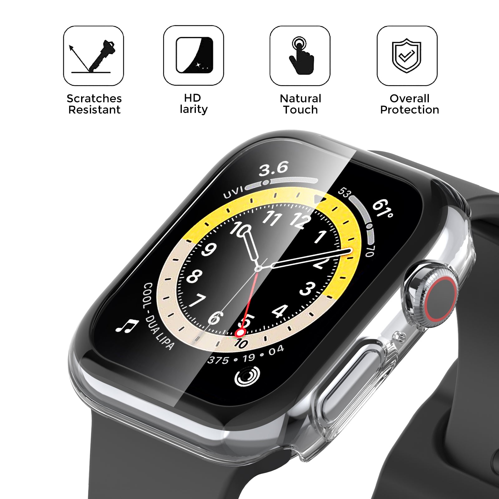 AHASTYLE WG46 2Pcs PC Case with Tempered Glass Film for Apple Watch Ultra Series 8 7 6 5 4 SE SE (2022) 3 2 1