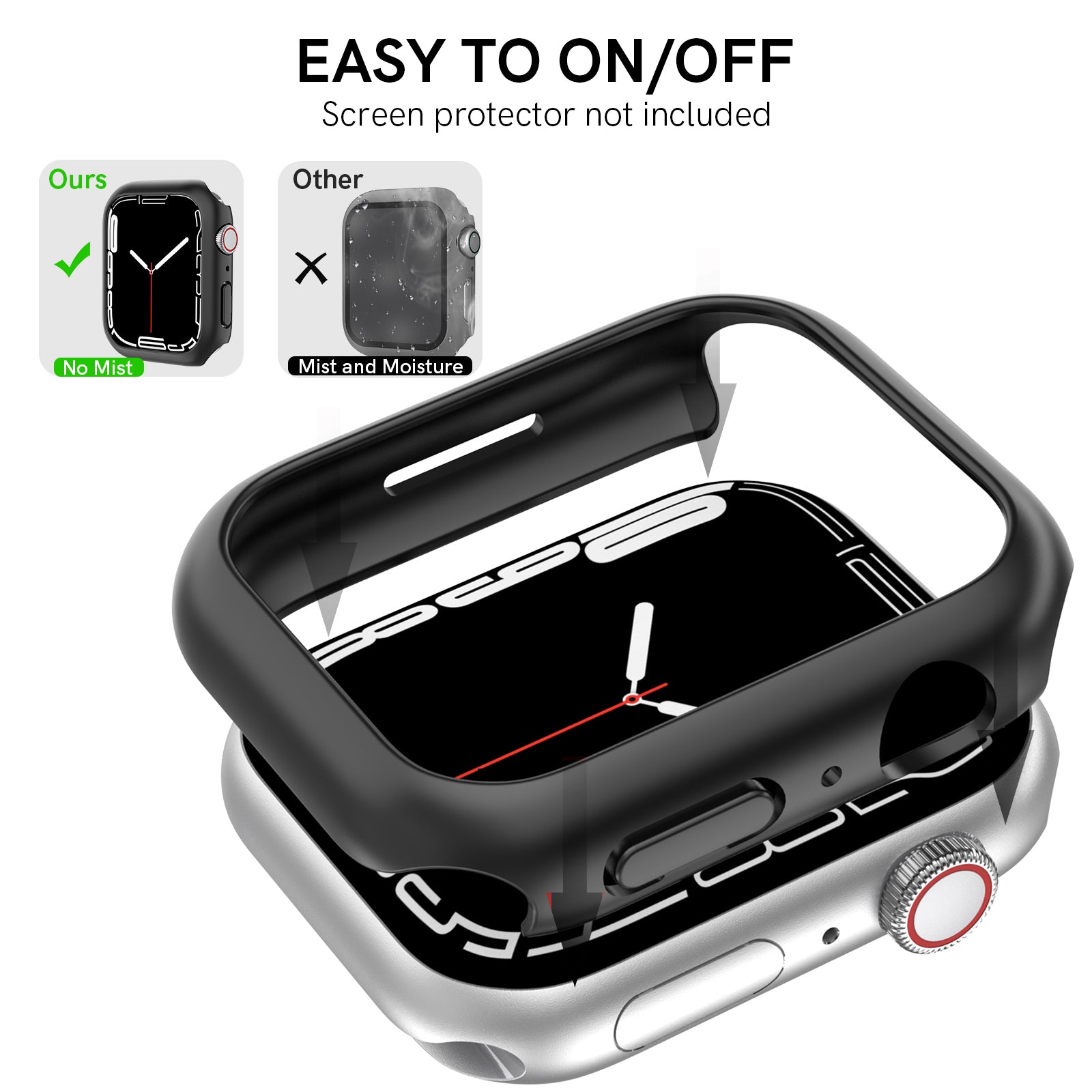 AHASTYLE WG59 2Pcs Hard PC Case for Apple Watch Series 8 7 Half Cover Rubberized Matte Cover Frame