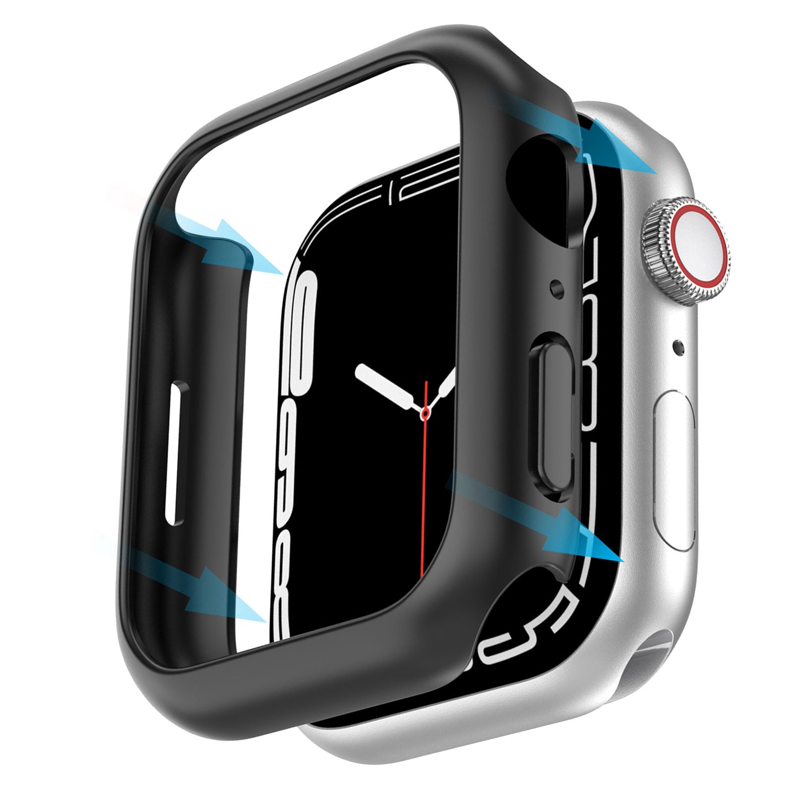 AHASTYLE WG59 2Pcs Hard PC Case for Apple Watch Series 8 7 Half Cover Rubberized Matte Cover Frame