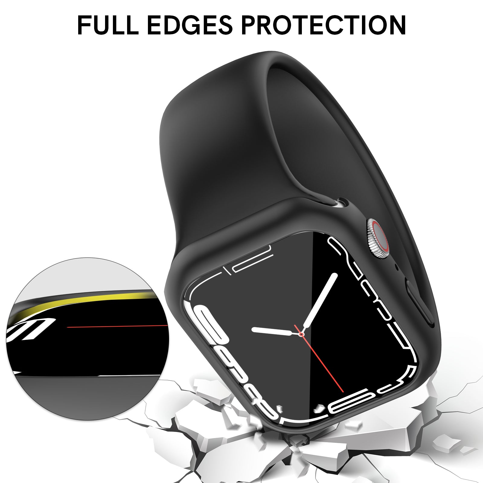 AHASTYLE WG59 2Pcs Hard PC Case for Apple Watch Series 8 7 Half Cover Rubberized Matte Cover Frame