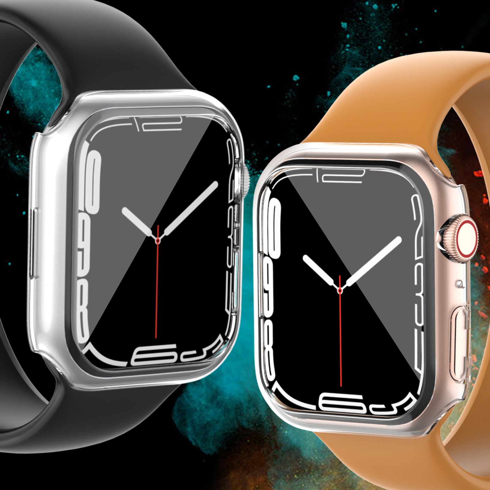 AHASTYLE WG59 2Pcs Hard PC Case for Apple Watch Series 8 7 Half Cover Rubberized Matte Cover Frame