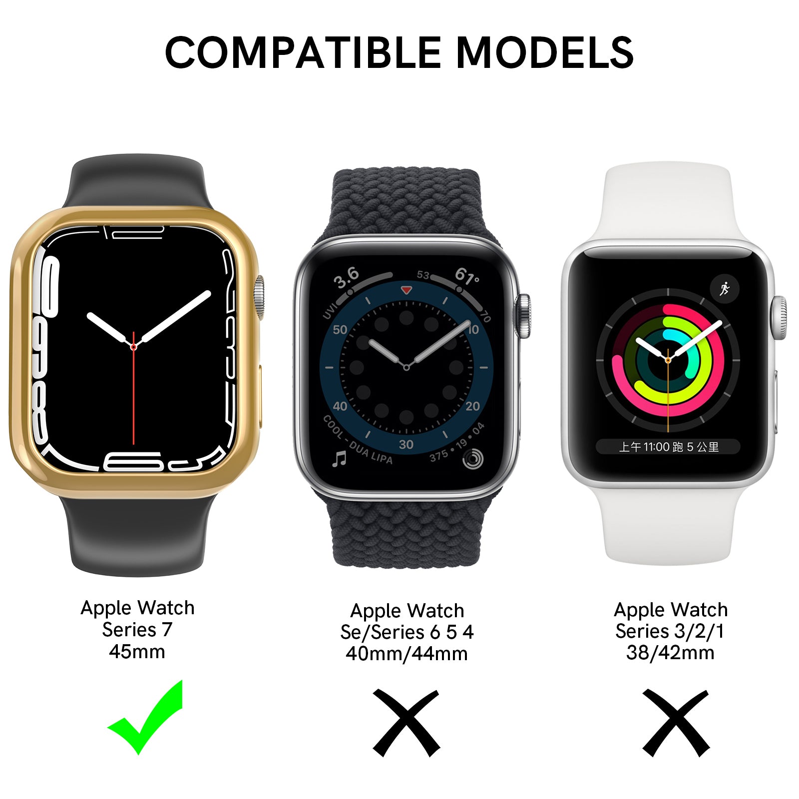 AHASTYLE WG59-D 2Pcs Watch Case for Apple Watch Series 8 7 Hard PC Electroplate Cover Frame