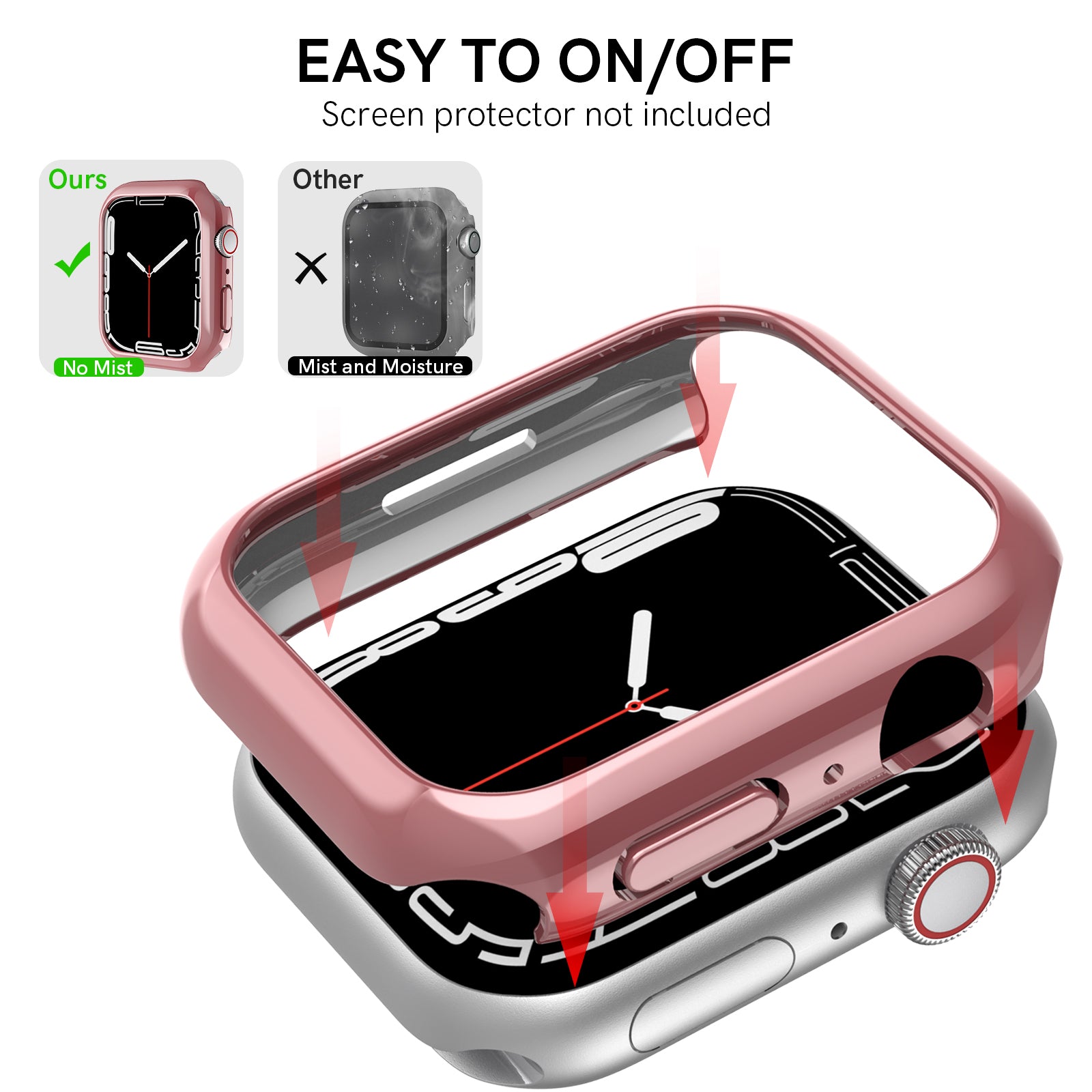 AHASTYLE WG59-D 2Pcs Watch Case for Apple Watch Series 8 7 Hard PC Electroplate Cover Frame