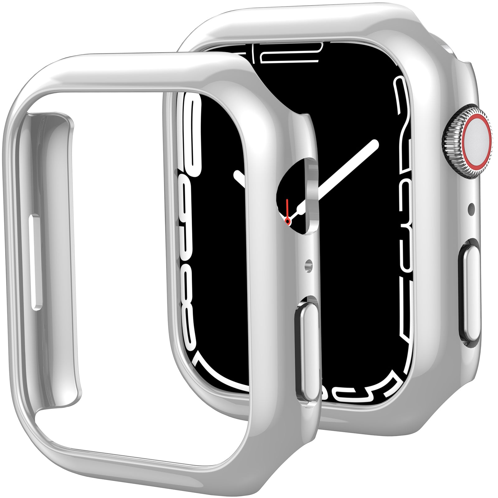 AHASTYLE WG59-D 2Pcs Watch Case for Apple Watch Series 8 7 Hard PC Electroplate Cover Frame