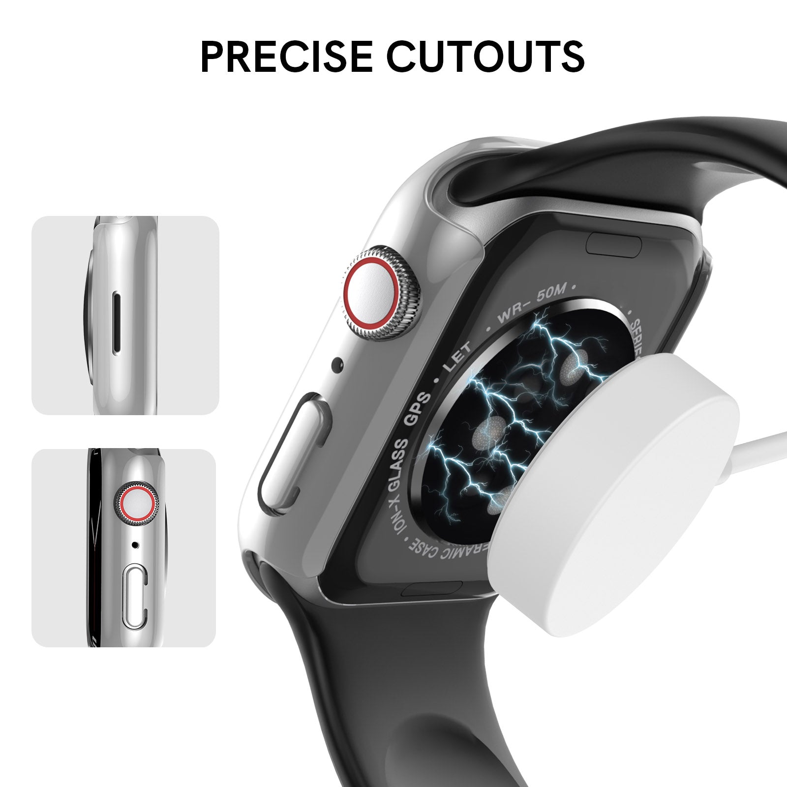 AHASTYLE WG59-D 2Pcs Watch Case for Apple Watch Series 8 7 Hard PC Electroplate Cover Frame