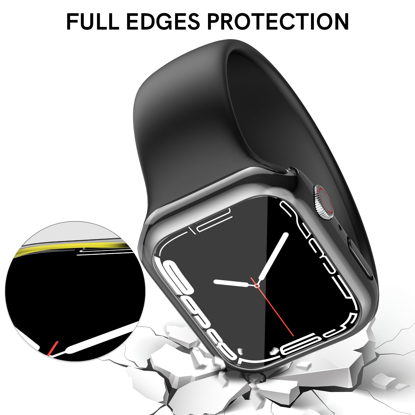 AHASTYLE WG59-D 2Pcs Watch Case for Apple Watch Series 8 7 Hard PC Electroplate Cover Frame