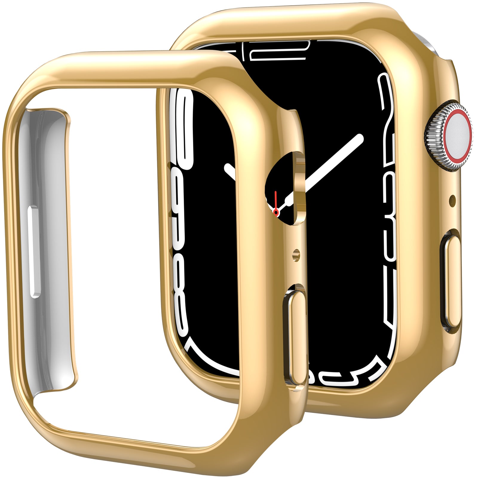 AHASTYLE WG59-D 2Pcs Watch Case for Apple Watch Series 8 7 Hard PC Electroplate Cover Frame