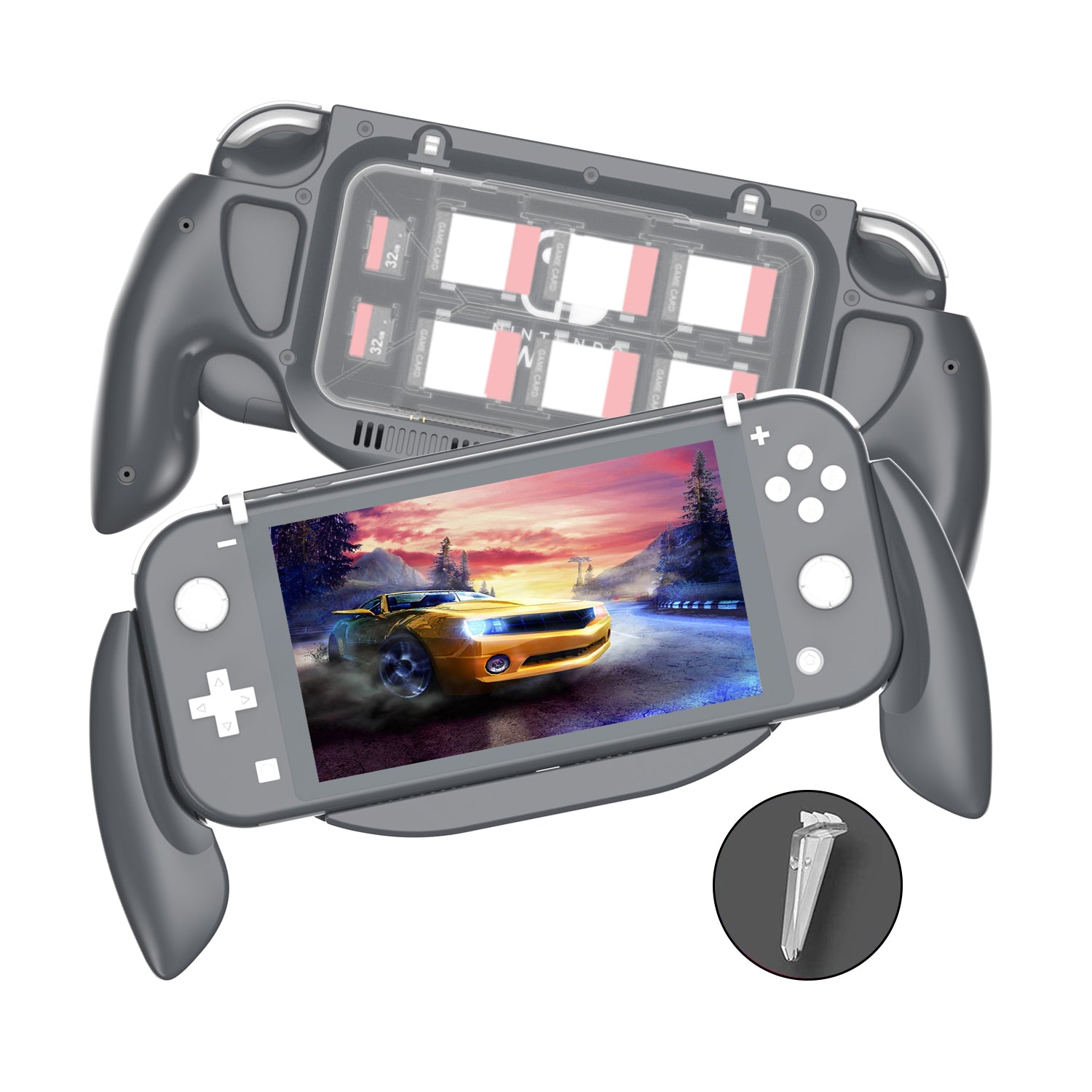DSS-68 For Nintendo Switch Lite Ergonomic Grip Handle with Game Card Storage Case