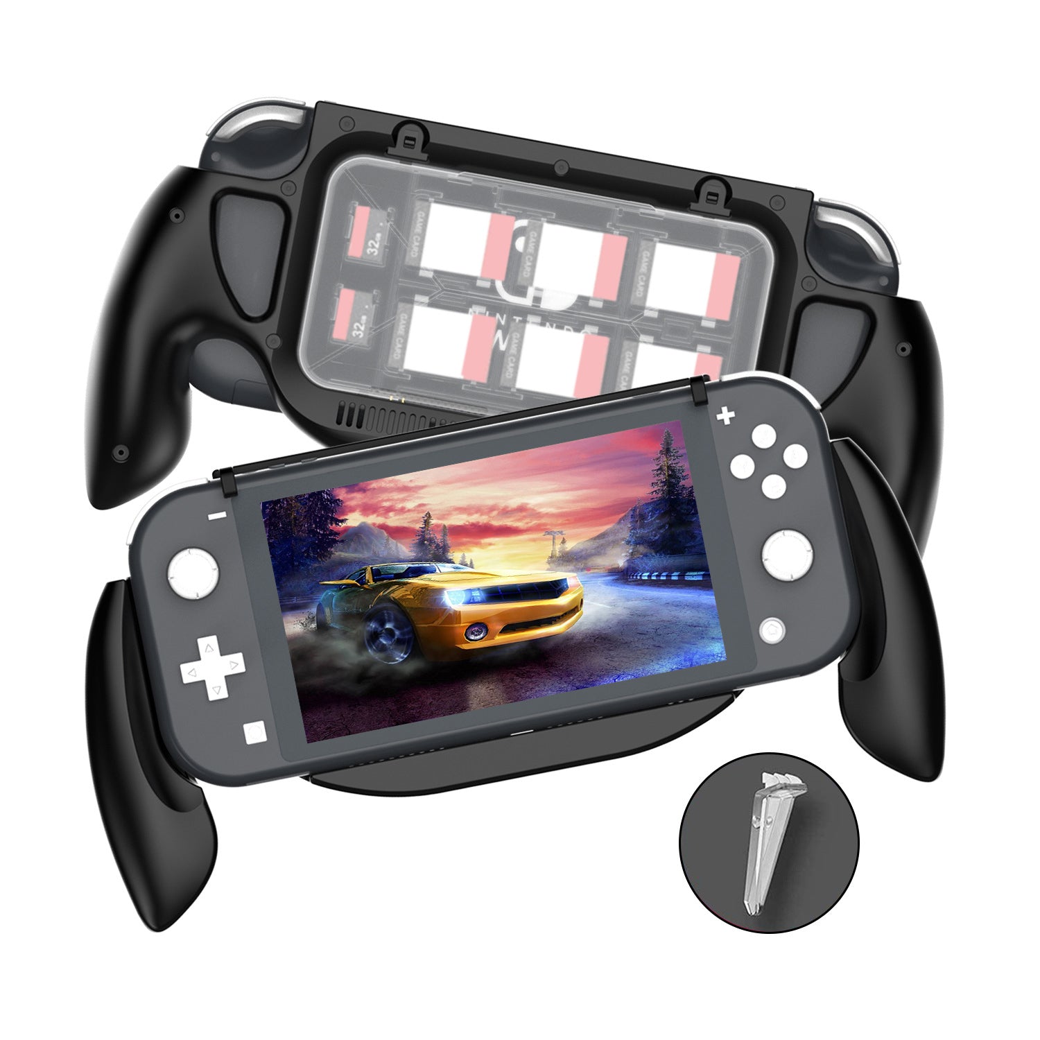 DSS-68 For Nintendo Switch Lite Ergonomic Grip Handle with Game Card Storage Case