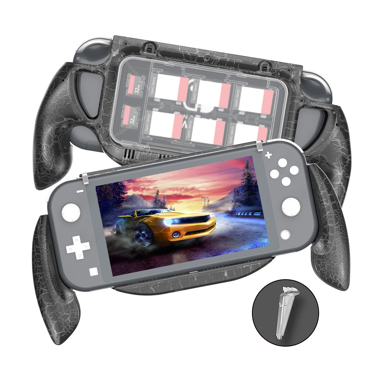 DSS-68 For Nintendo Switch Lite Ergonomic Grip Handle with Game Card Storage Case