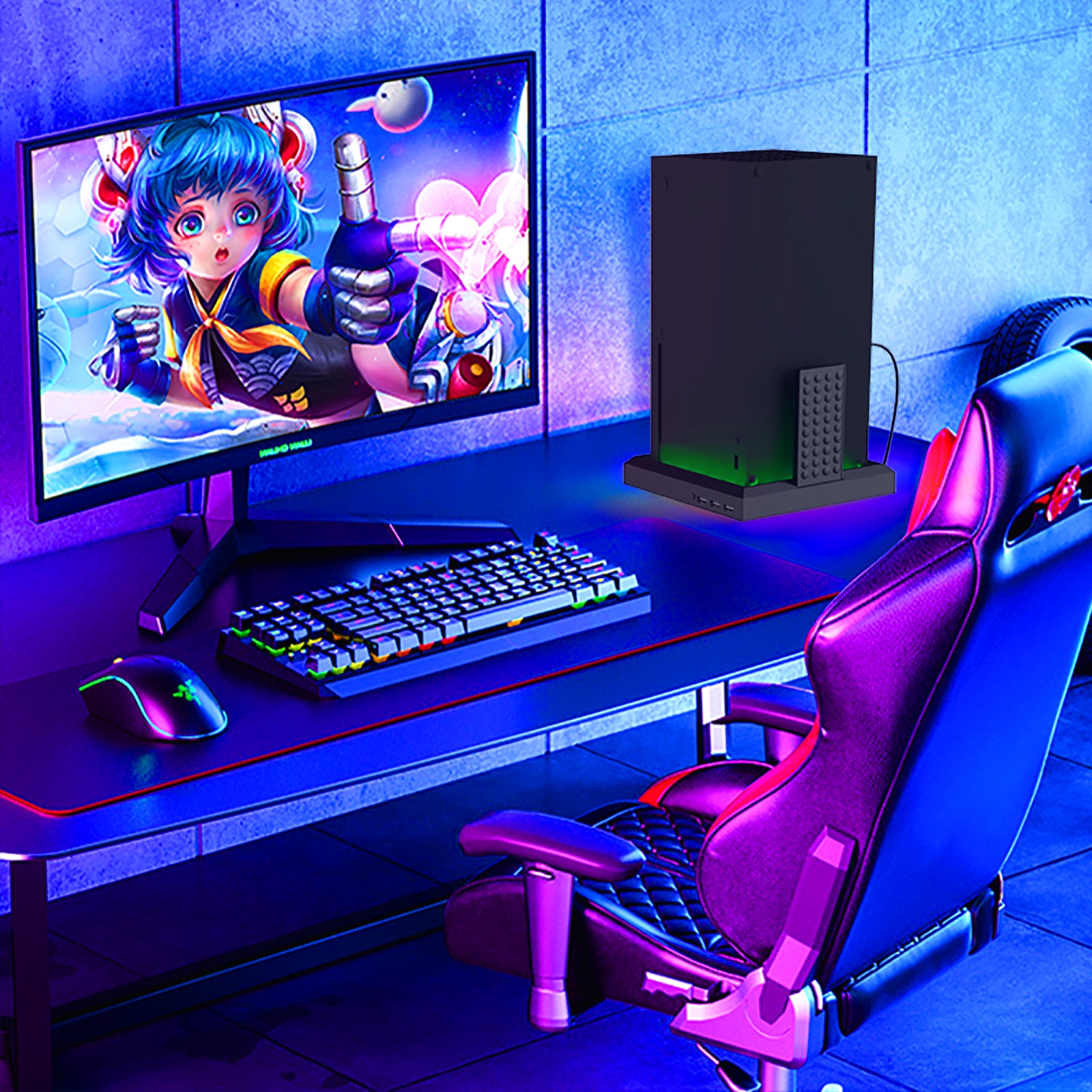 DSX-810 For Xbox Series S/X Game Console Holder Stand RGB Light Base (No Remote Control)