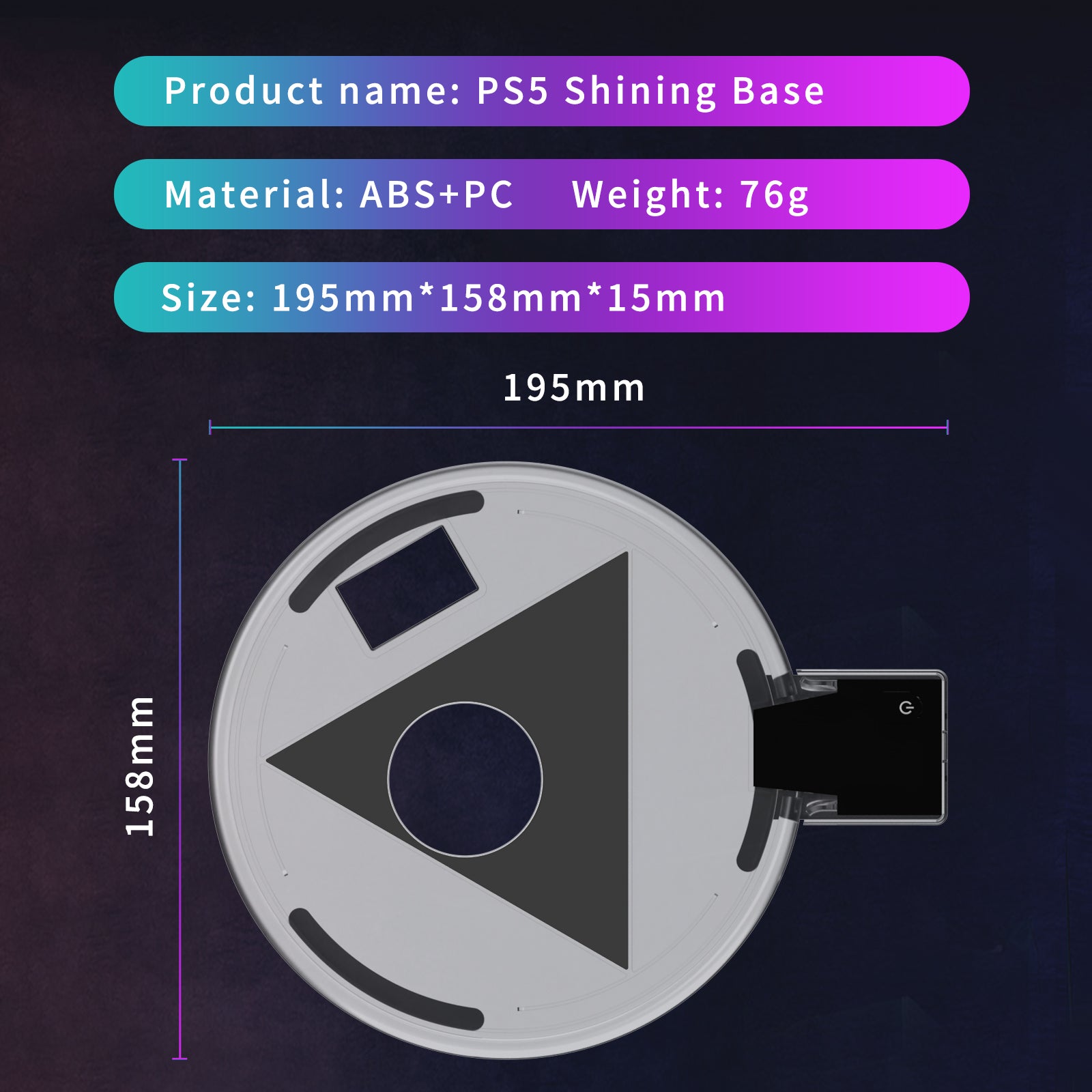 DSP-823 RGB LED Console Stand for PS5 Adjustable Console Base Stand for PlayStation 5 Console